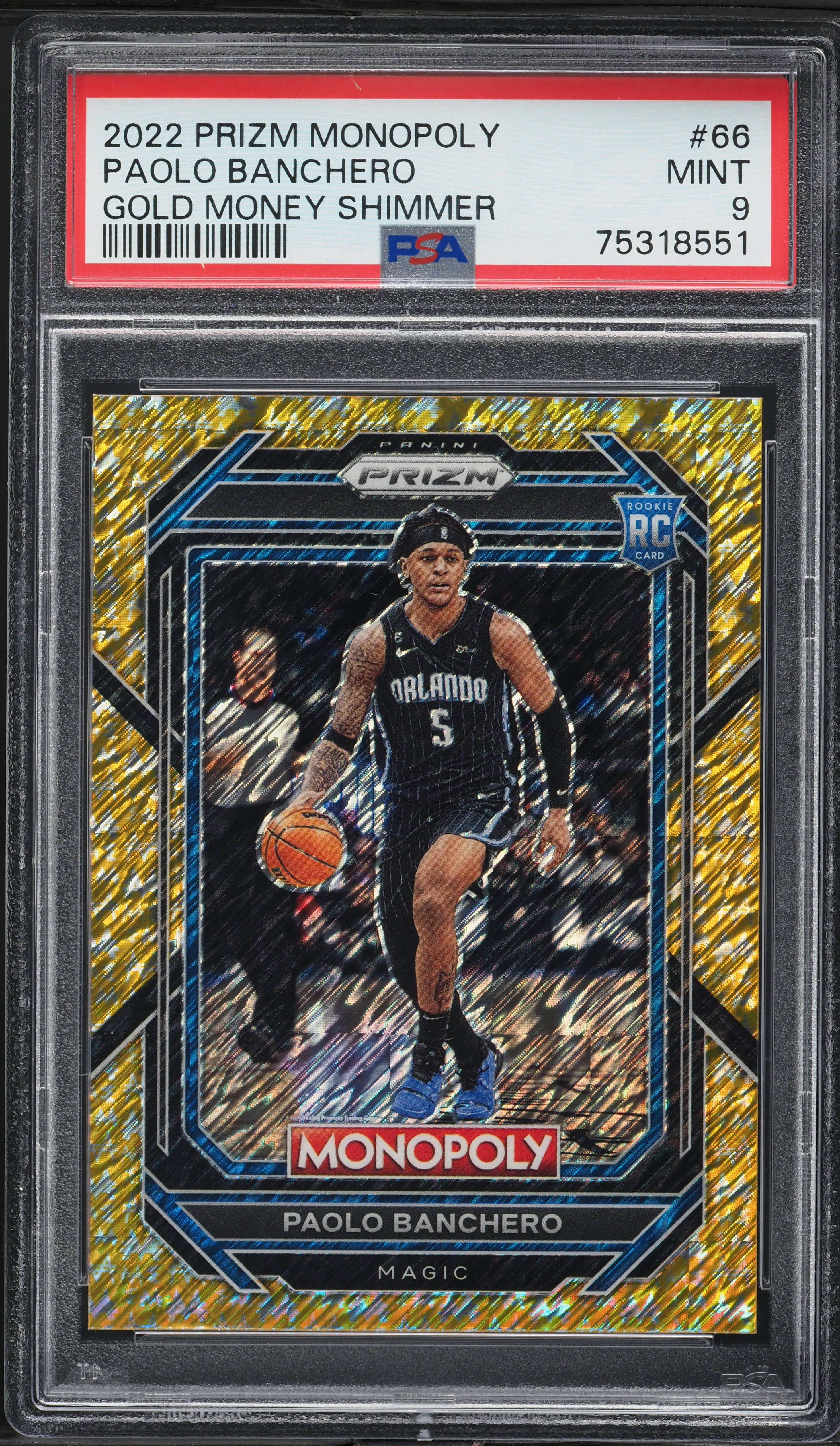 2022 Panini Prizm Monopoly Gold Money Shimmer Paolo Banchero RC