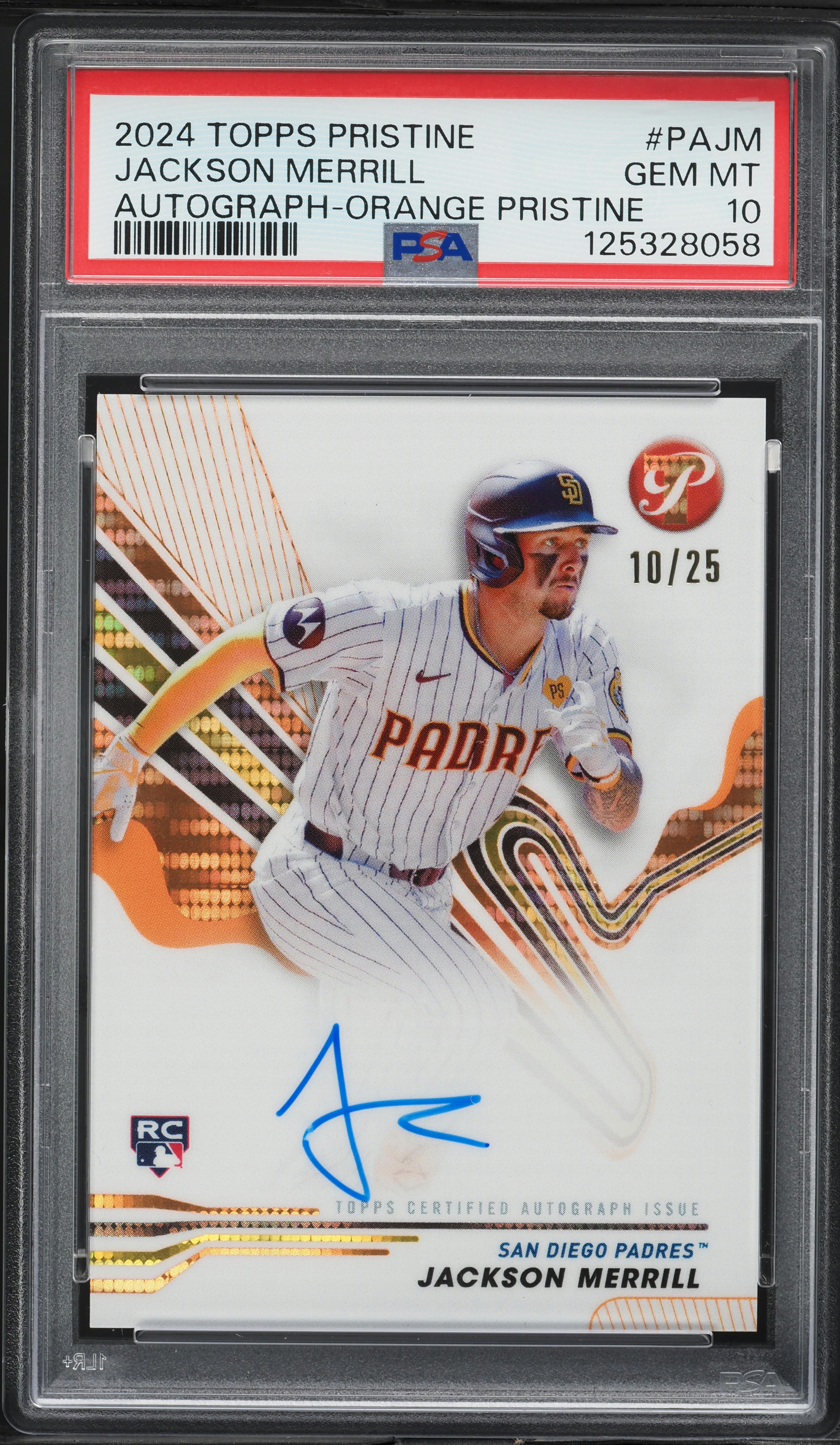 2024 Topps Pristine Orange Jackson Merrill ROOKIE AUTO /25 #PA-JM 