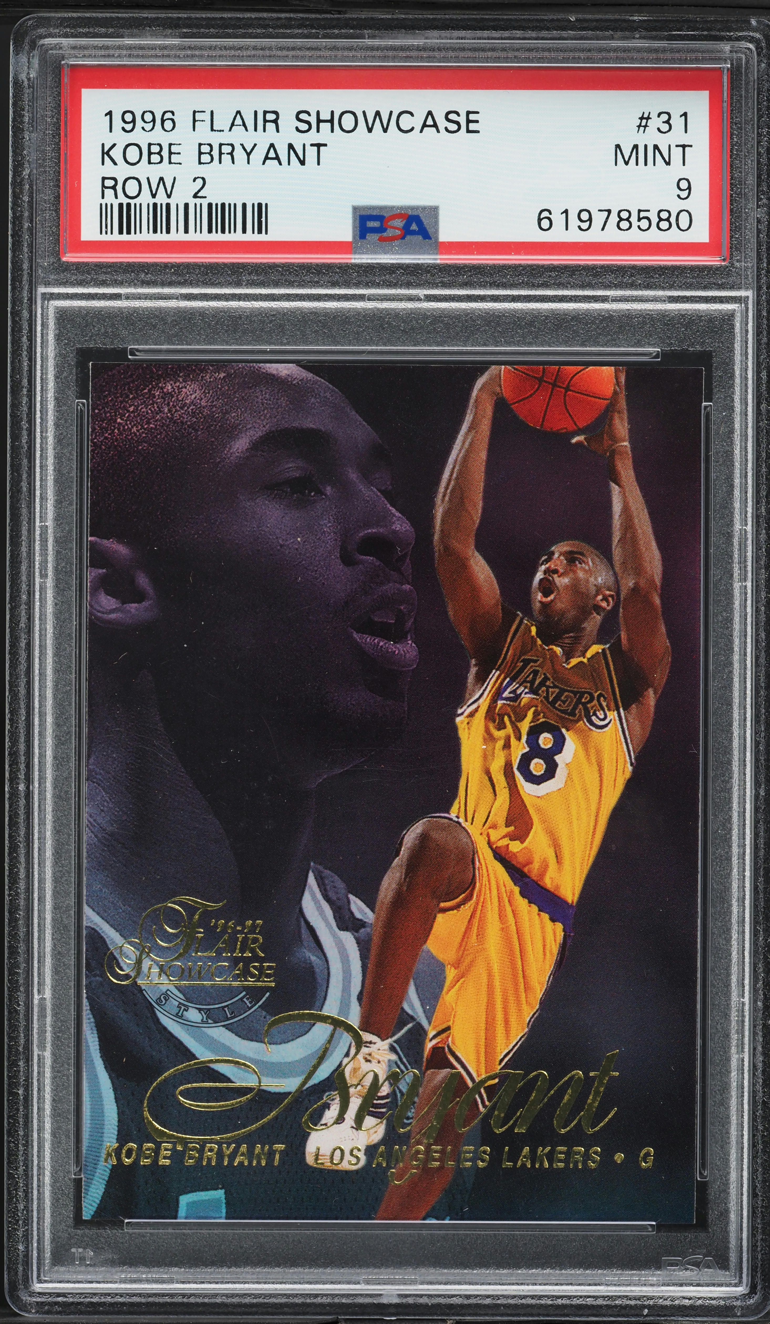 1996 Flair Showcase Row 2 Kobe Bryant ROOKIE #31 PSA 9 MINT on
