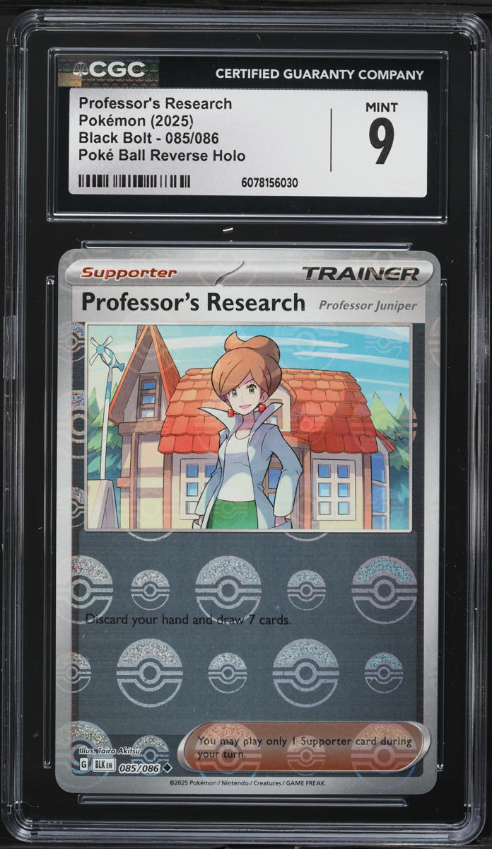 2025 Pokemon SV Black Bolt Poke Ball Reverse Holo Professor's Research #85 CGC 9