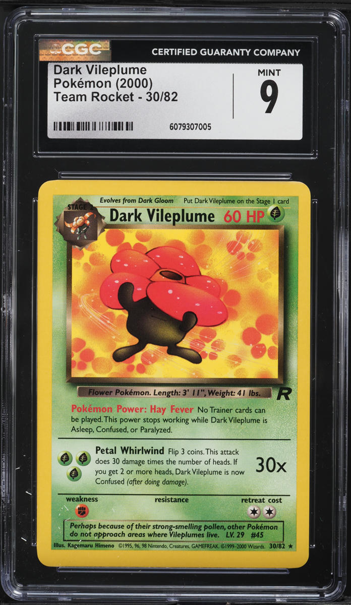 2000 Pokemon Team Rocket Dark Vileplume #30 CGC 9 MINT