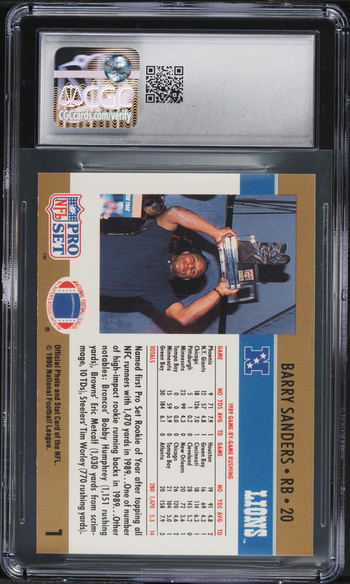 1990 Pro Set Rookie Of The Year Barry Sanders #1 CGC 9 MINT