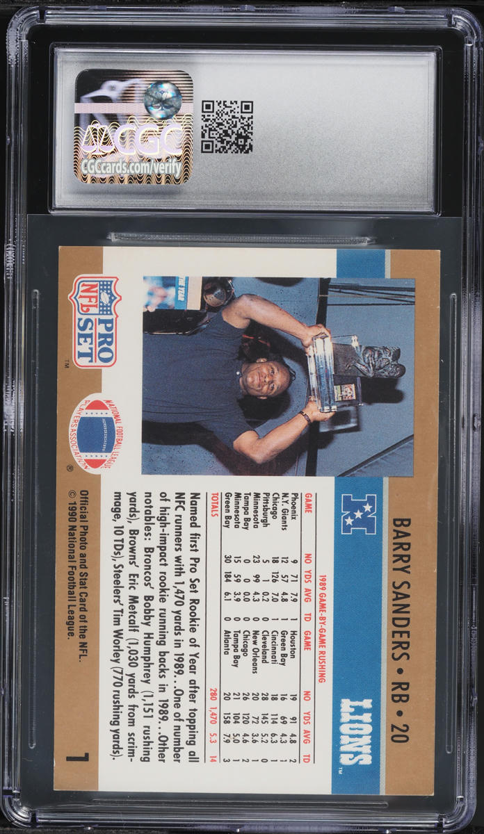 1990 Pro Set Rookie Of The Year Barry Sanders #1 CGC 3 VG
