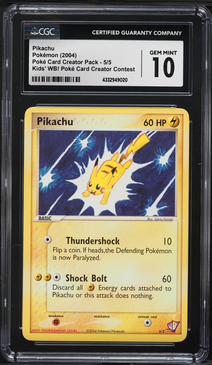 2004 Pokemon Kids' WB! Poke Card Creator Contest Pikachu #5 CGC 10 GEM MINT