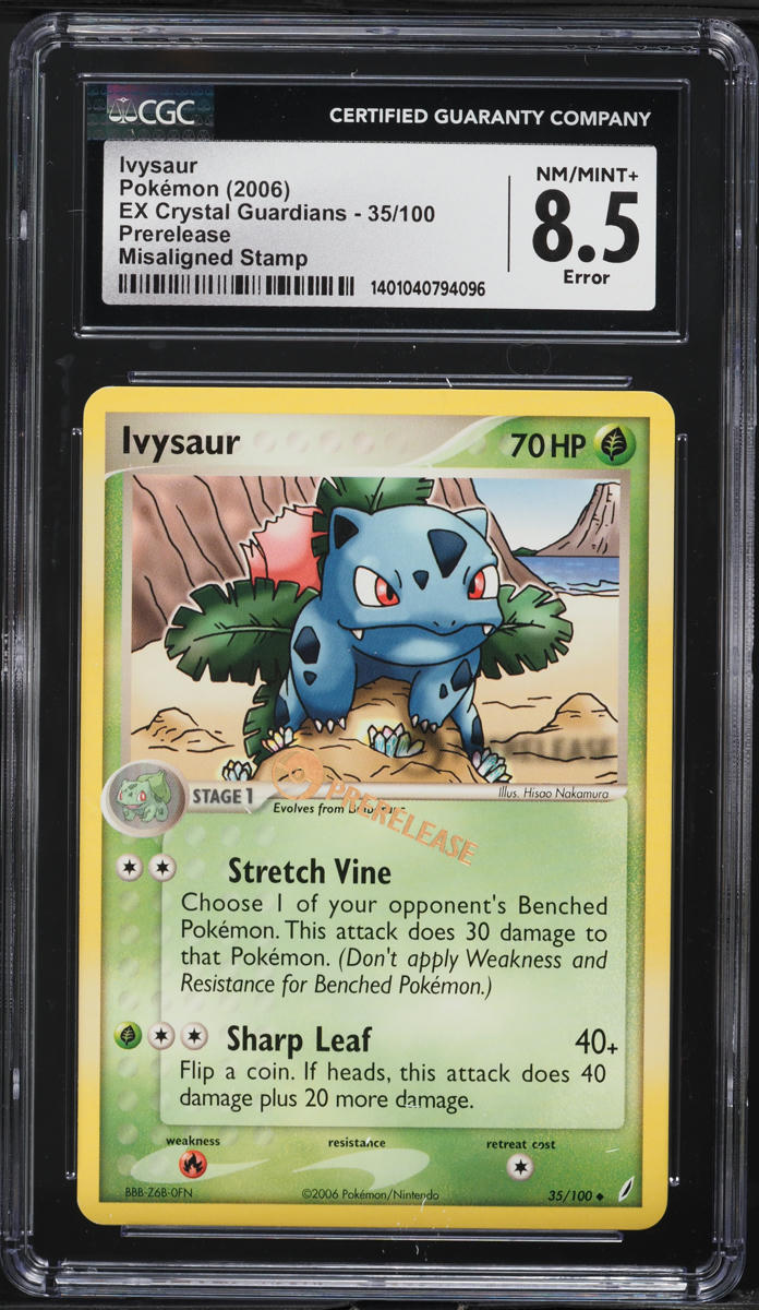 2006 Pokemon EX Crystal Guardians Prerelease Error Ivysaur #35 CGC 8.5 NM-MT+