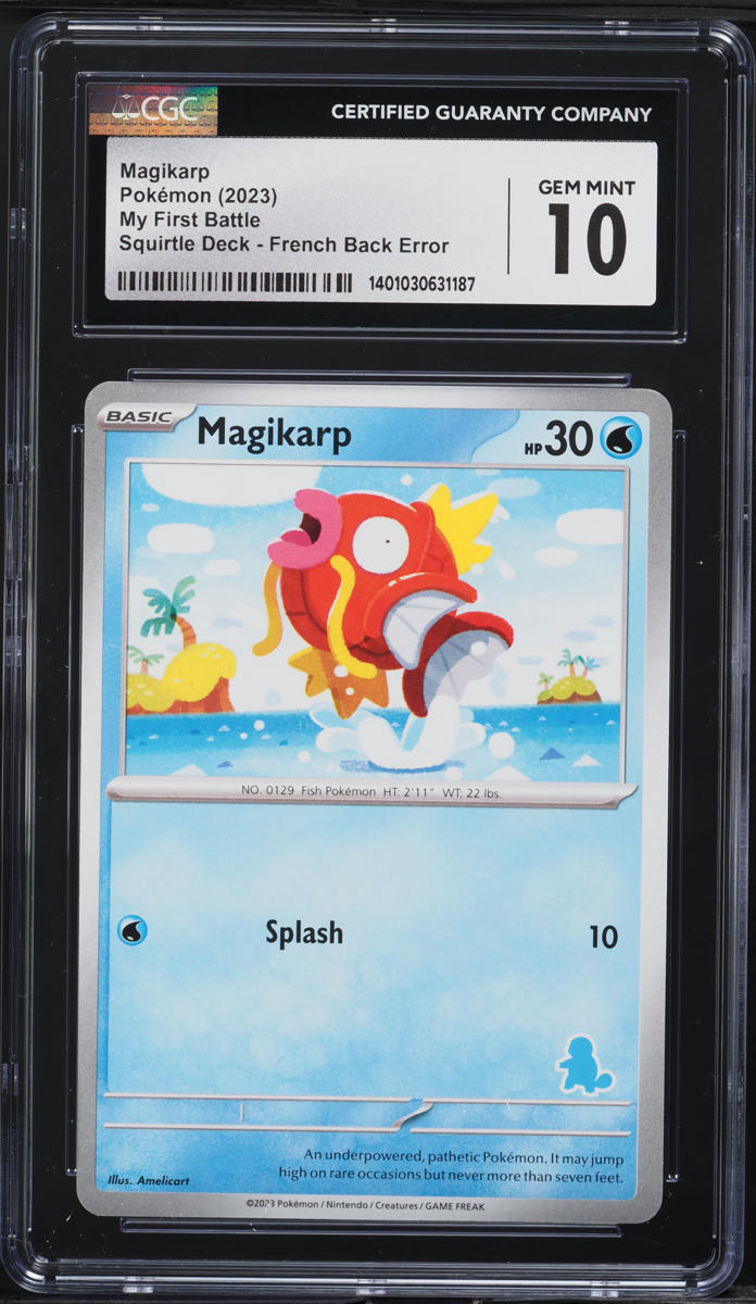 2023 Pokemon My First Battle Deck French Back Error Magikarp CGC 10 GEM MINT