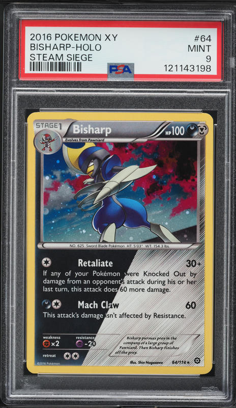 2016 Pokemon XY Steam Siege Holo Bisharp #64 PSA 9 MINT
