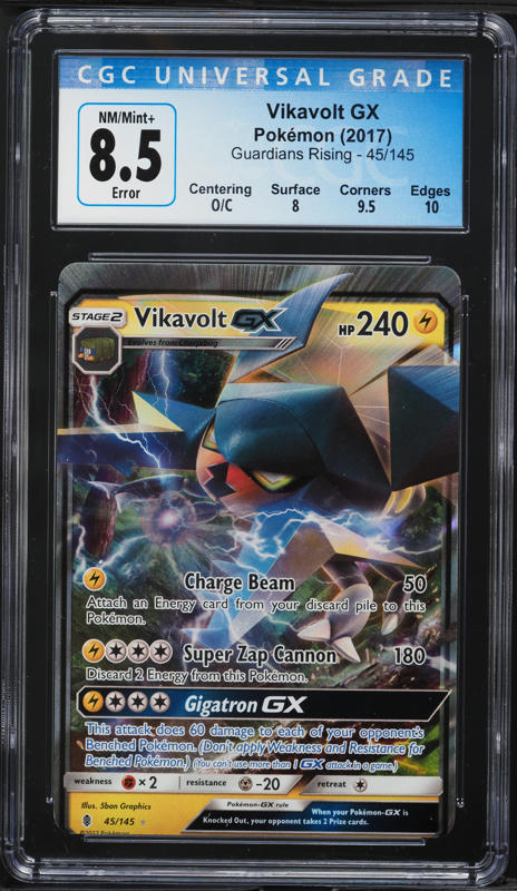 2017 Pokemon Sun & Moon Guardians Rising Vikavolt GX #45 CGC 8.5