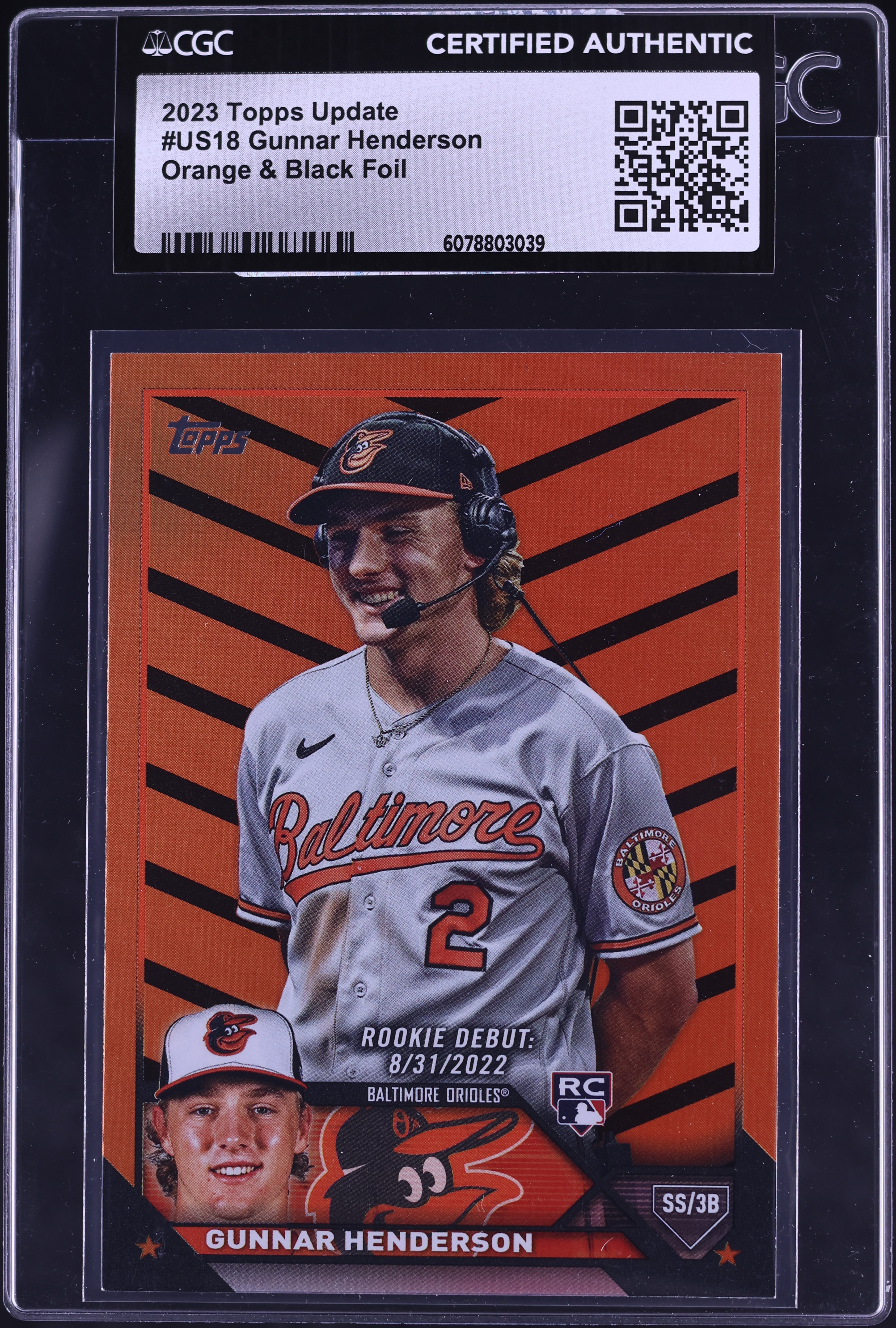2023 Topps Update Orange & Black Foil Gunnar Henderson ROOKIE