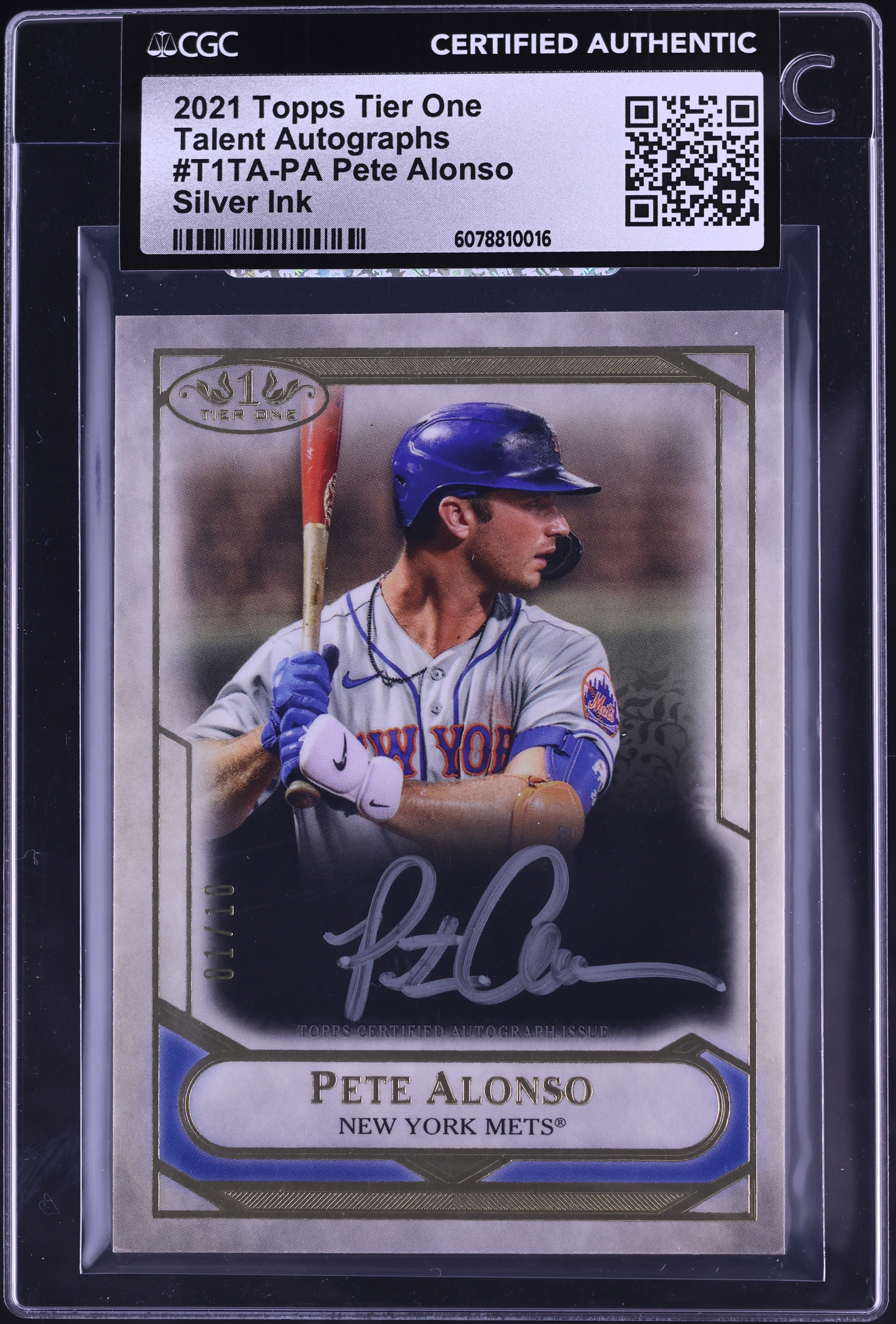 2021 Topps Tier One Talent Silver Ink Pete Alonso AUTO 1/10 #T1TA 