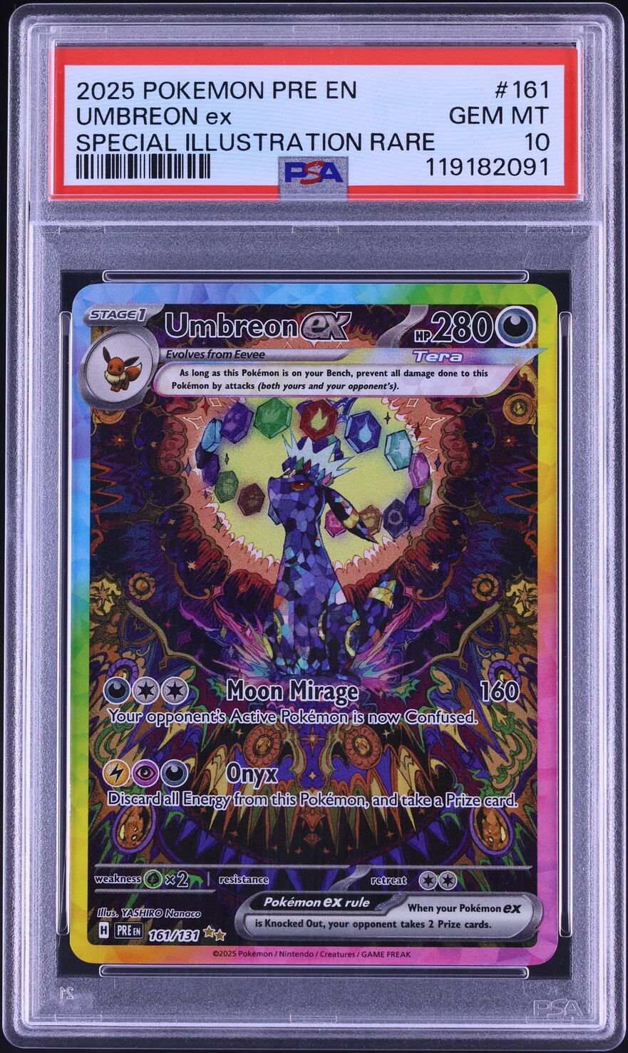 2025 Pokemon SV Prismatic Evolutions SIR Umbreon ex #161 PSA 10