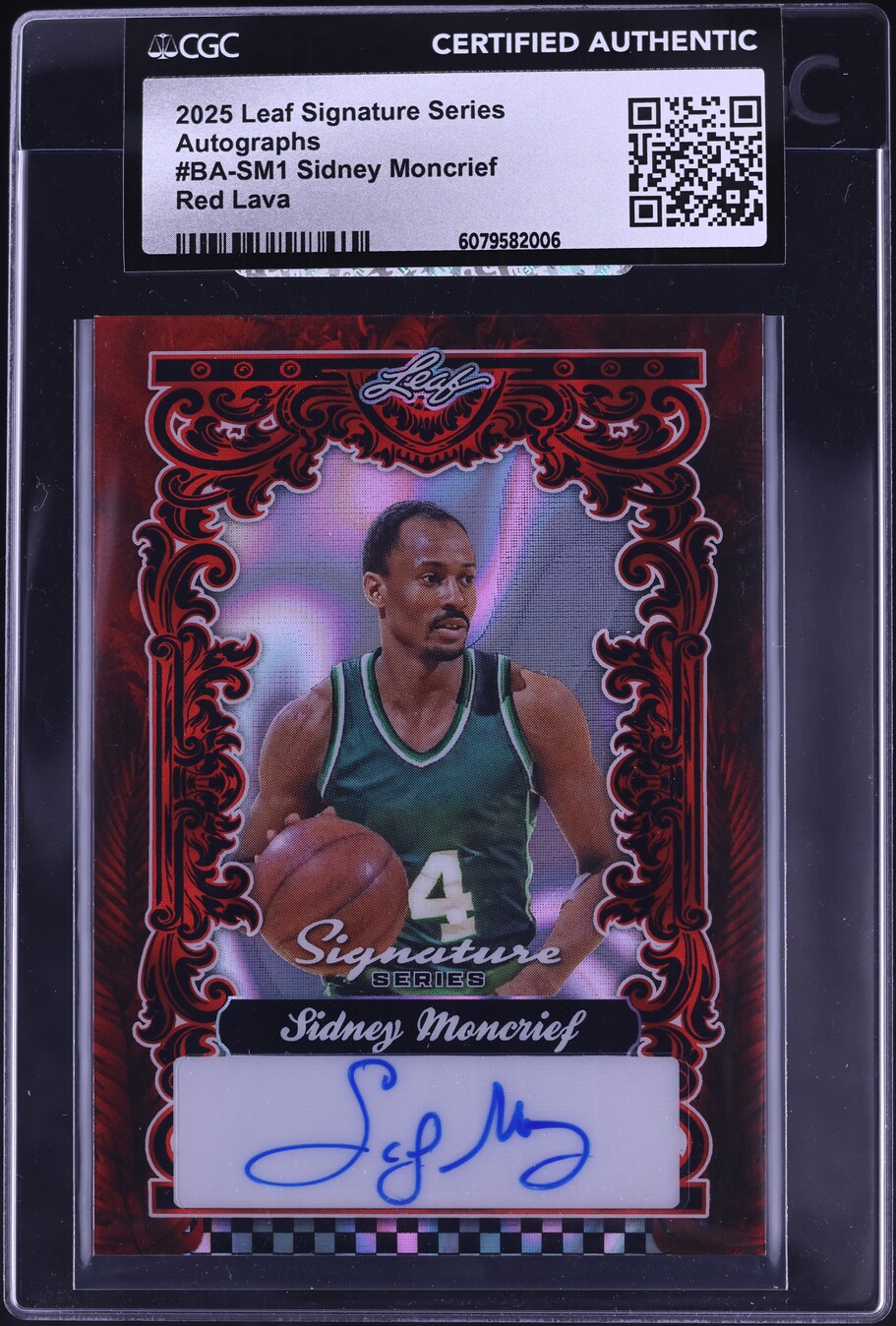 2025 Leaf Signature Series Red Lava Sidney Moncrief AUTO 1/1 #BA-SM1 CGC AUTH