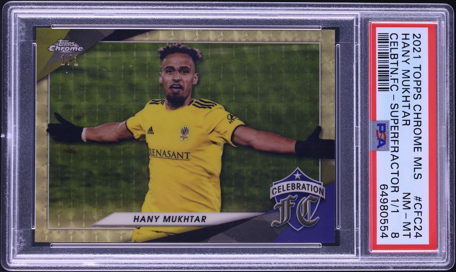 2021 Topps Chrome MLS Celebration FC Superfractor Hany Mukhtar 1/1 #CFC24 PSA 8