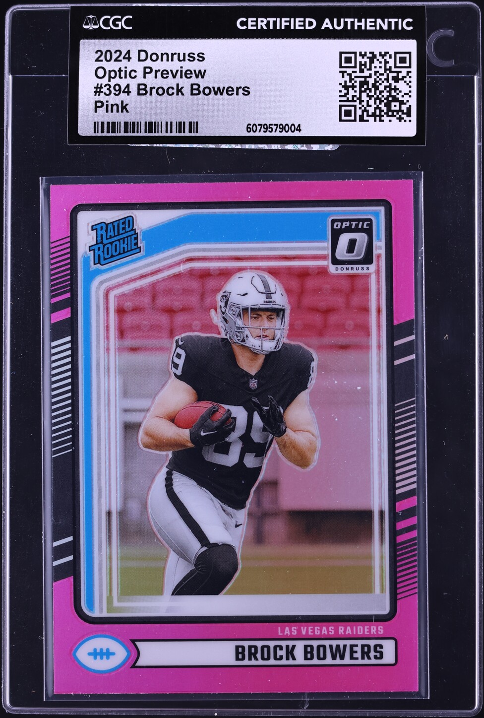 2024 Donruss Optic Preview Pink Prizm Brock Bowers ROOKIE #394 CGC AUTH