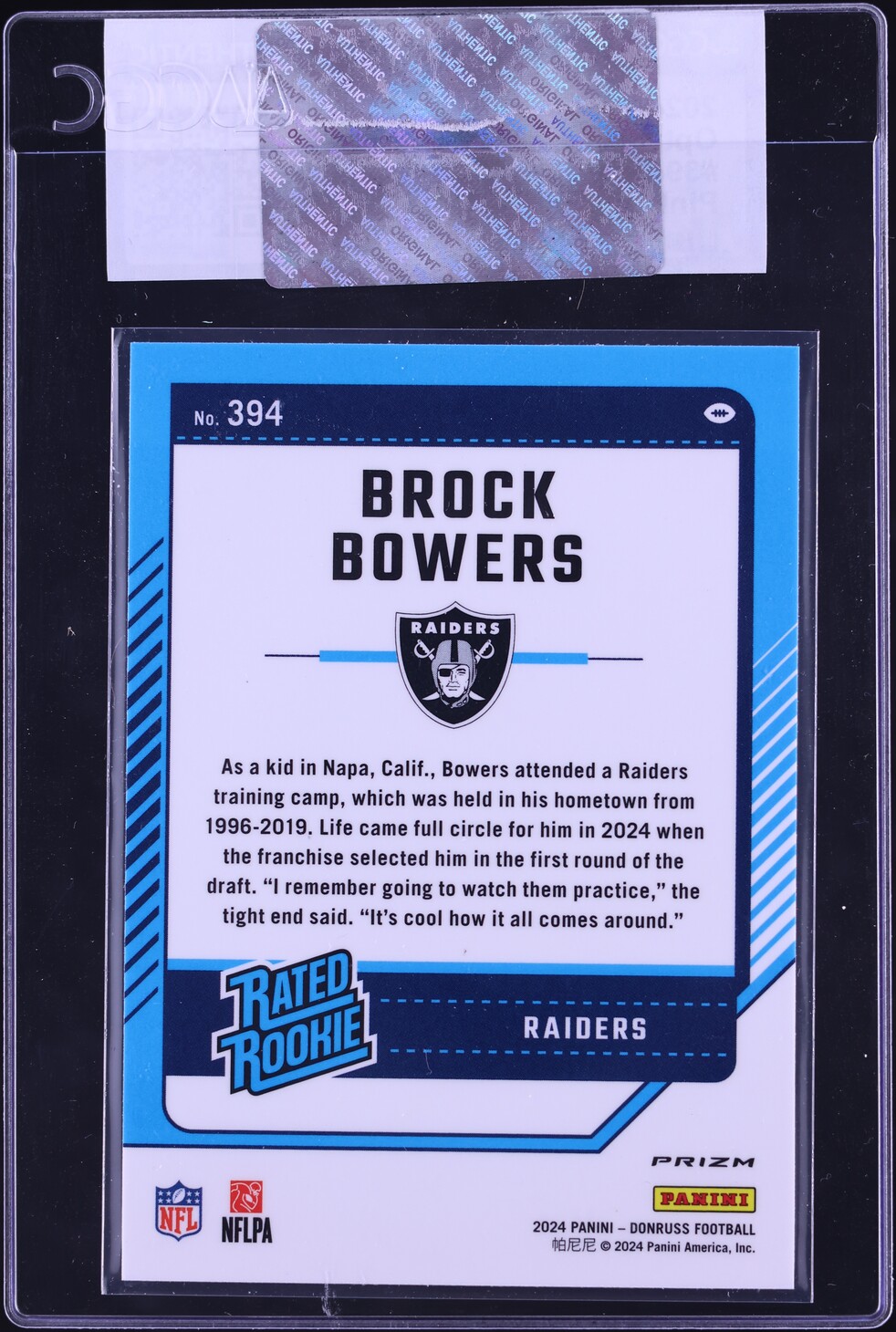 2024 Donruss Optic Preview Pink Prizm Brock Bowers ROOKIE #394 CGC AUTH