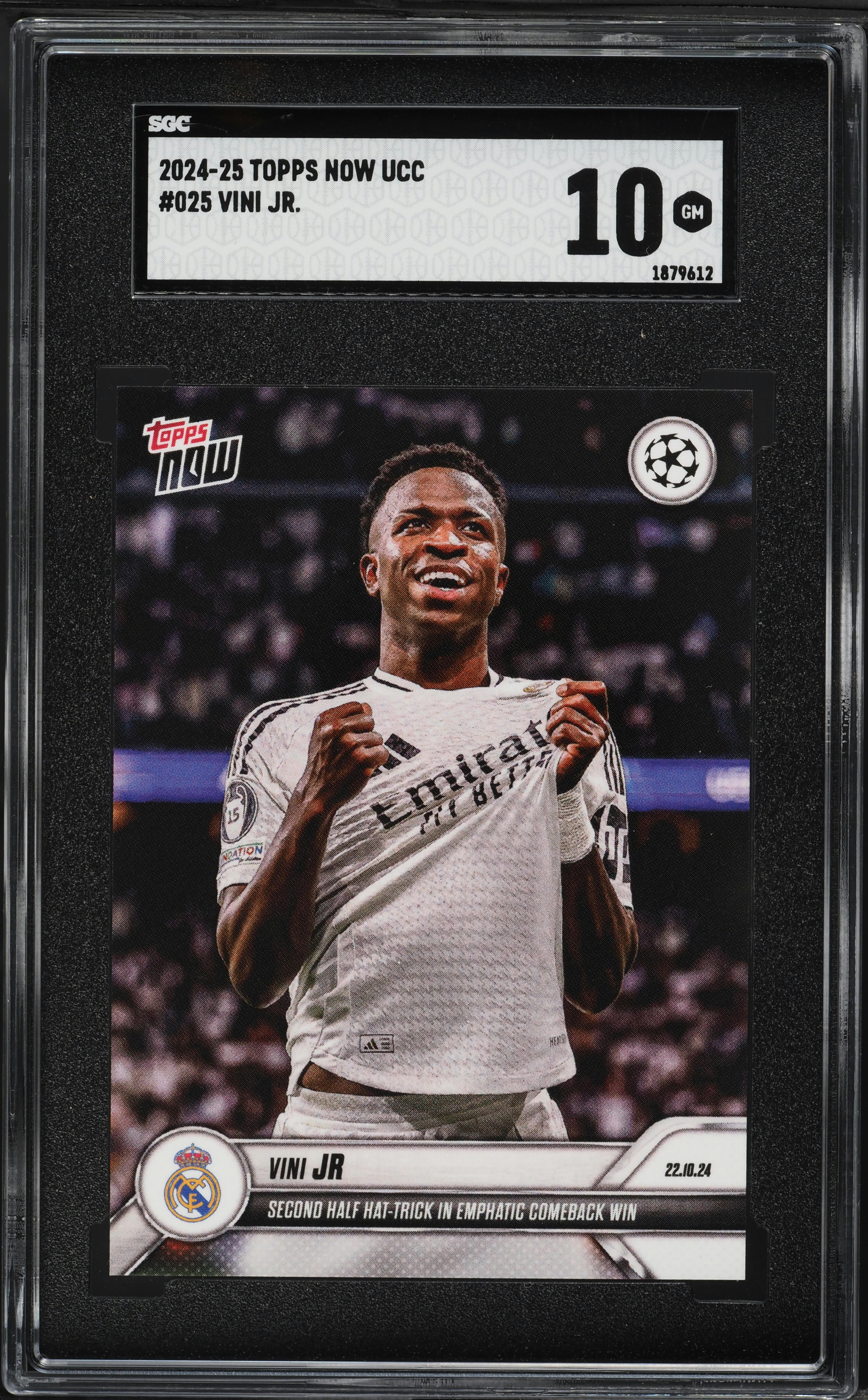 2024 Topps Now UEFA Club Competions Vini Jr #25 SGC 10 GEM MINT on