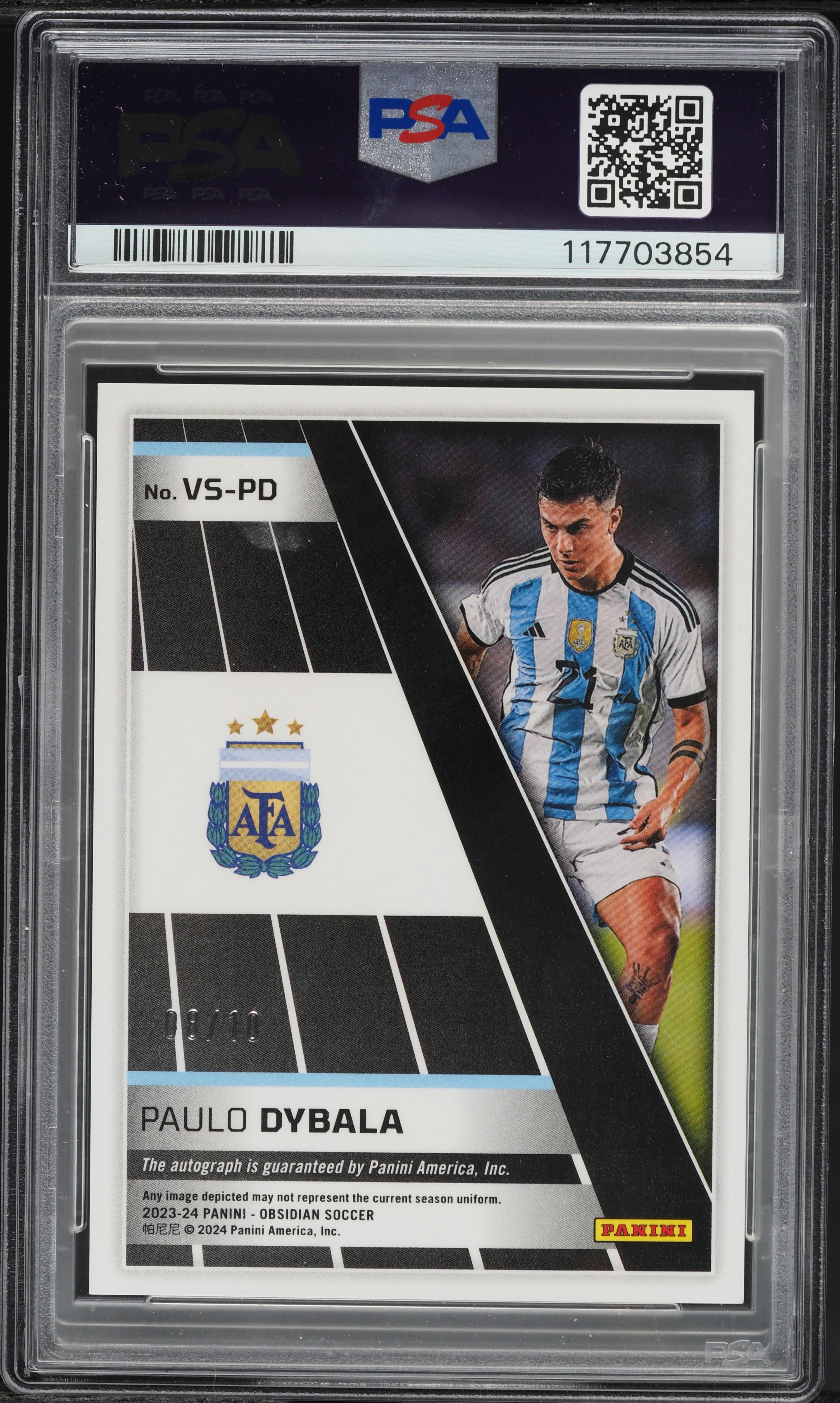 2023 Panini Obsidian Volcanic Red Pulsar Paulo Dybala AUTO DNA 10