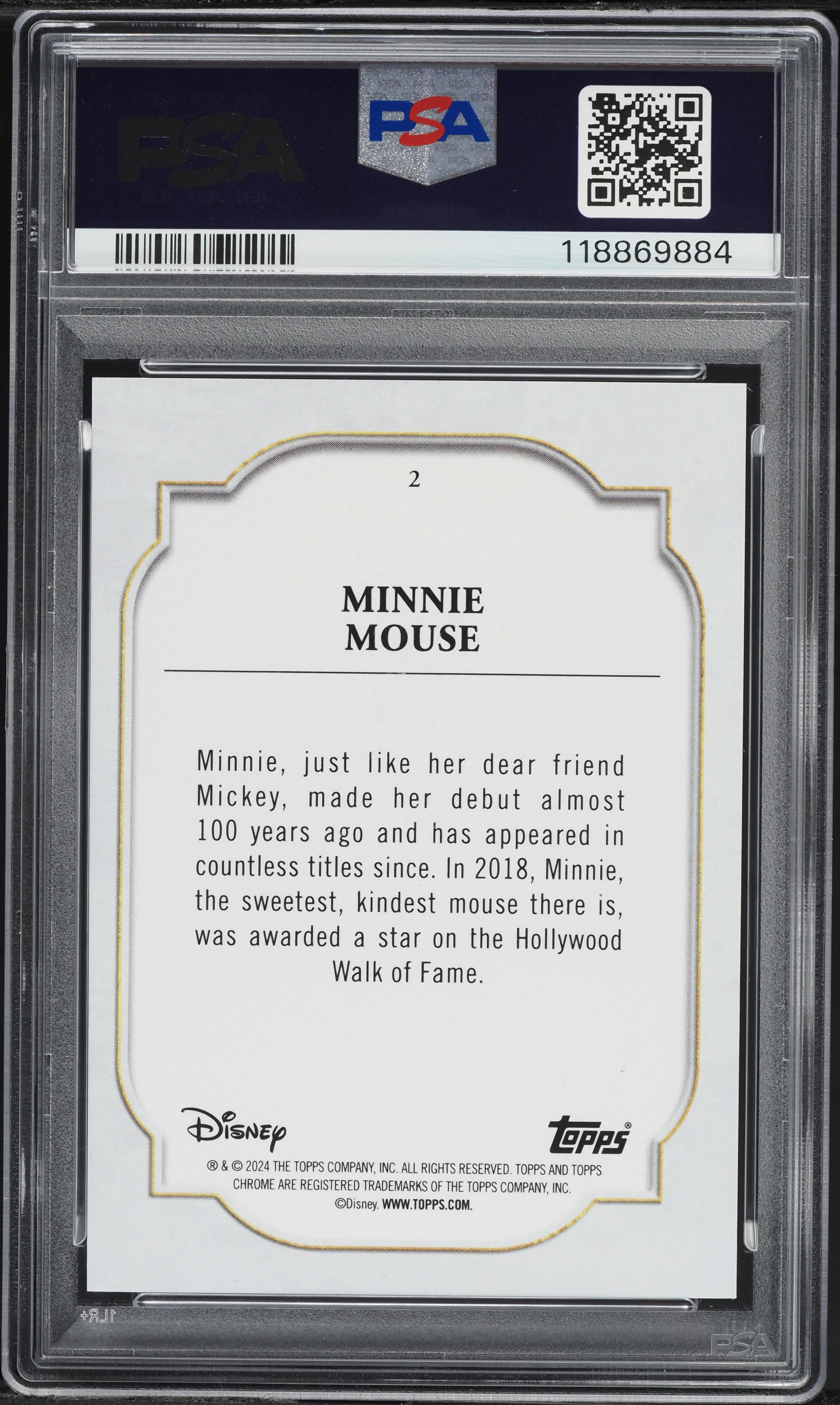 2024 Topps Chrome Disney Sapphire Edition Minnie Mouse #2 PSA 9