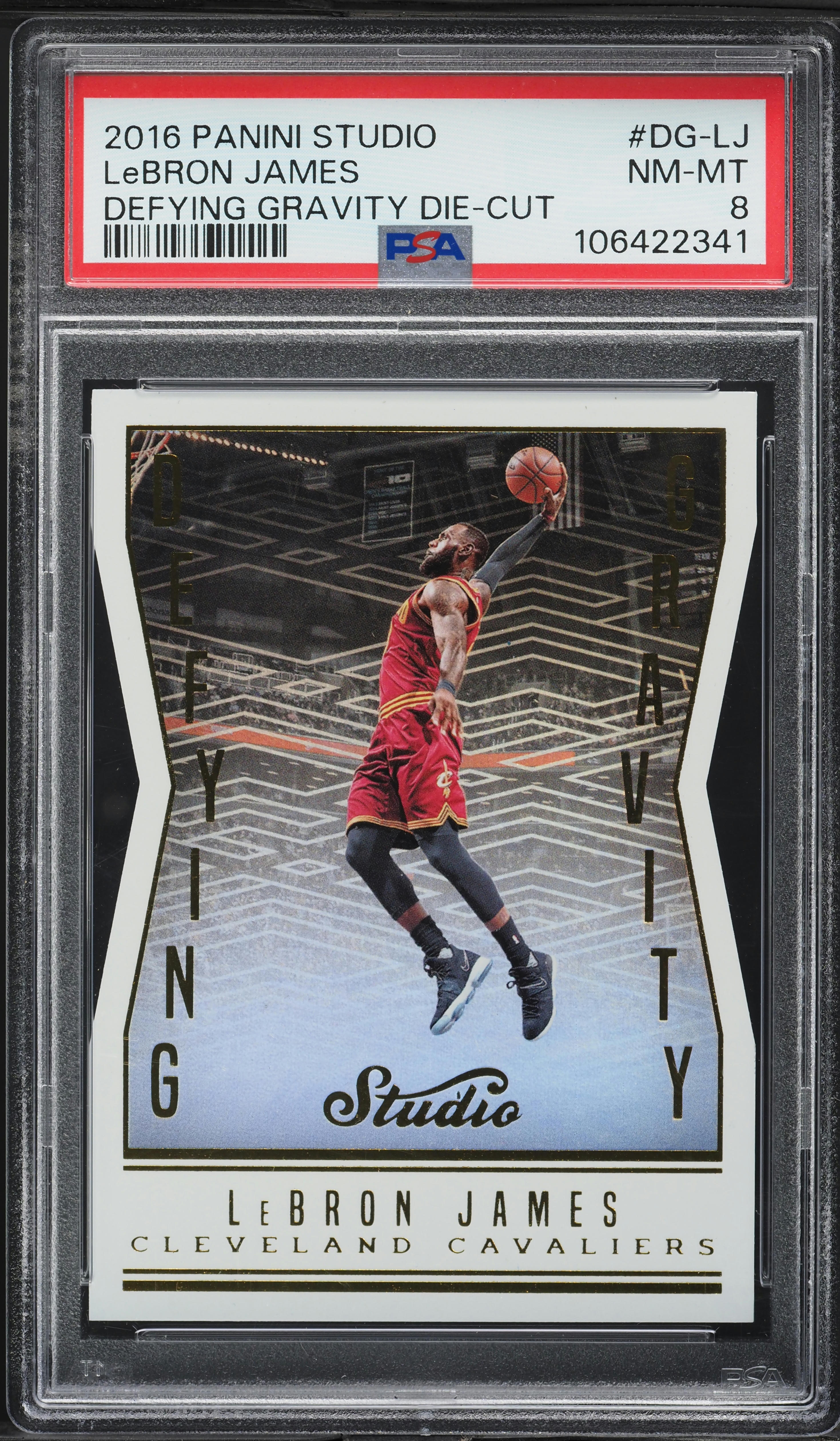 2016 Panini Studio Defying Gravity LeBron James #DG-LJ PSA 8 NM-MT