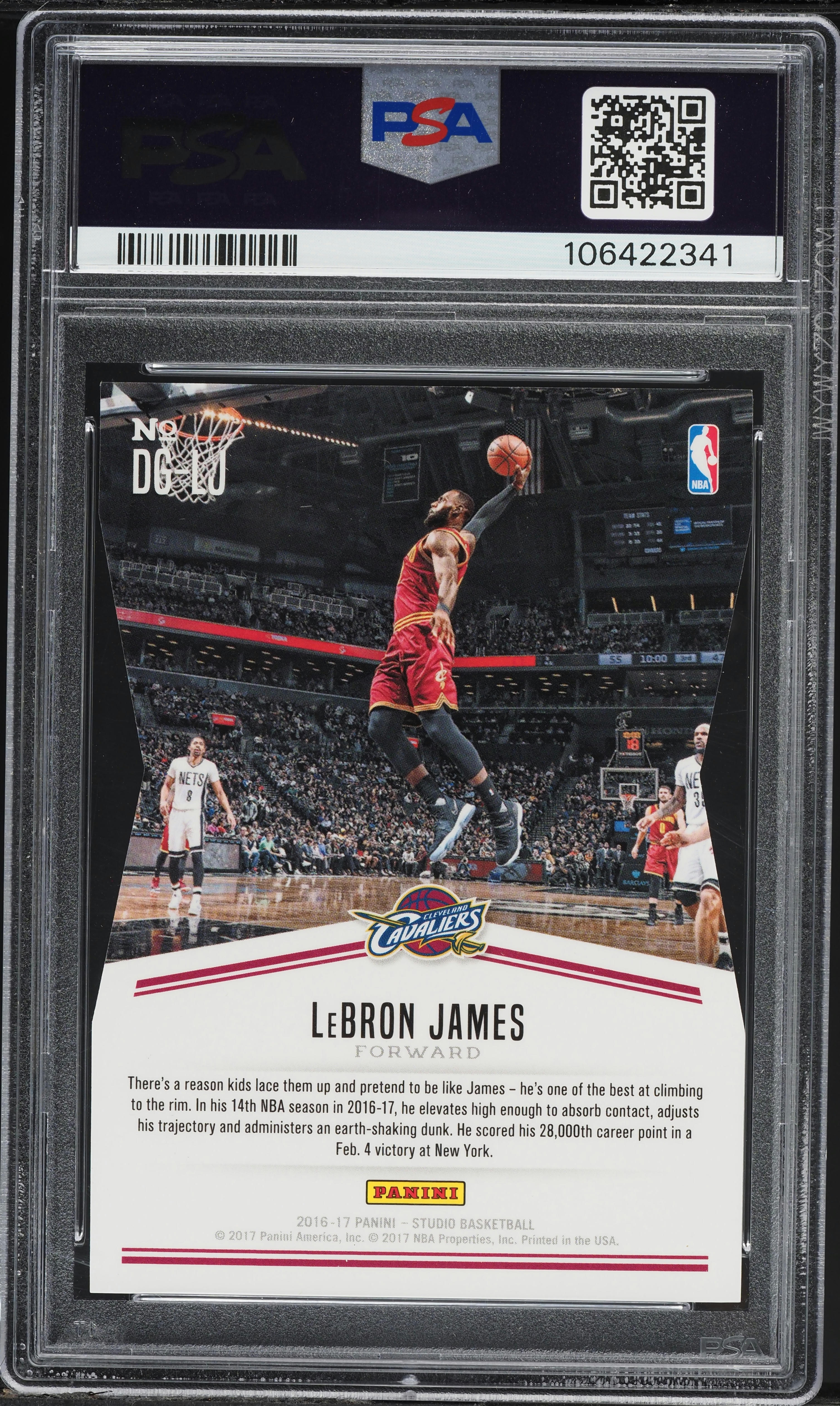 2016 Panini Studio Defying Gravity LeBron James #DG-LJ PSA 8 NM-MT