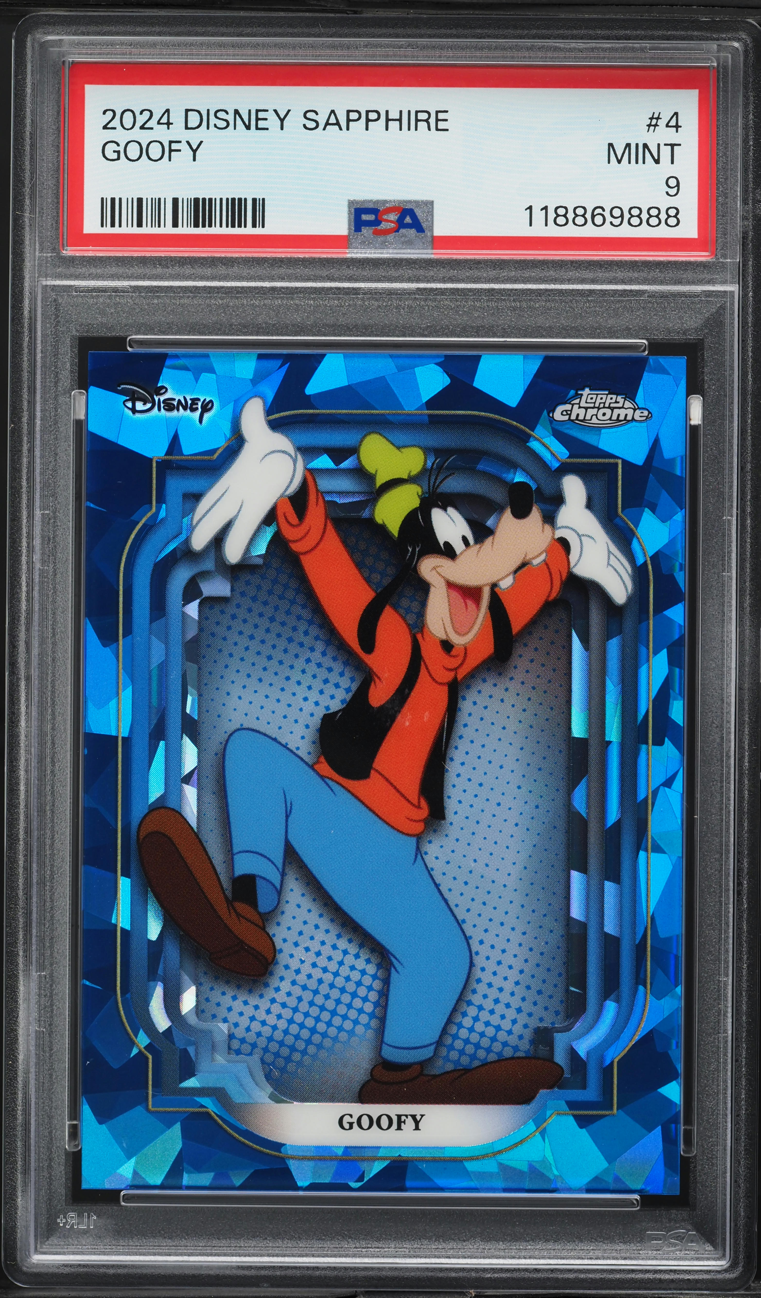 2024 Topps Chrome Disney Sapphire Edition Goofy #4 PSA 9 MINT on