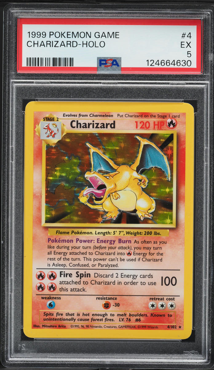 1999 Pokemon Base Set Holo Charizard #4 PSA 5 EX