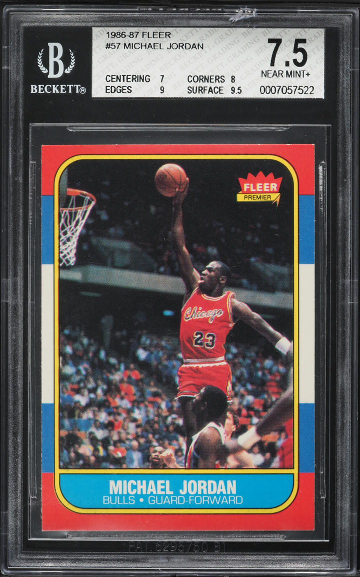 1986 Fleer Basketball Michael Jordan ROOKIE #57 BGS 7.5 NRMT+