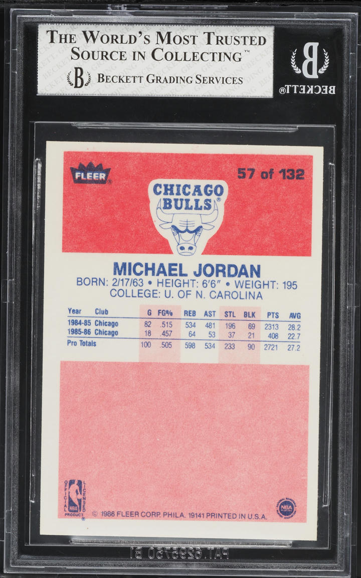 1986 Fleer Basketball Michael Jordan ROOKIE #57 BGS 7.5 NRMT+