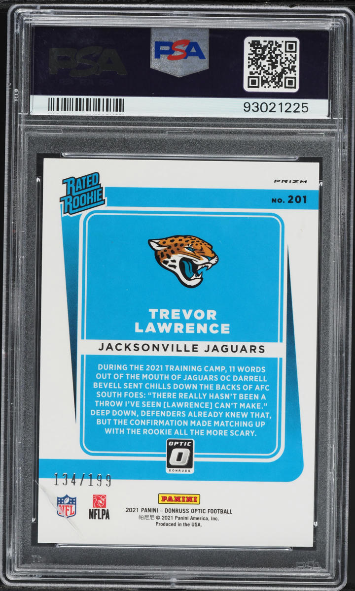 2021 Donruss Optic Orange Trevor Lawrence ROOKIE #201 PSA 9 MINT