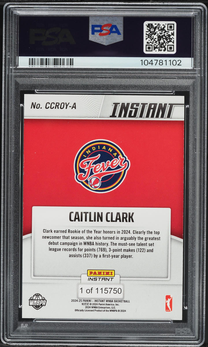 2024 Panini Instant WNBA ROY Caitlin Clark ROOKIE /115750 #CCROY-A PSA 9 MINT