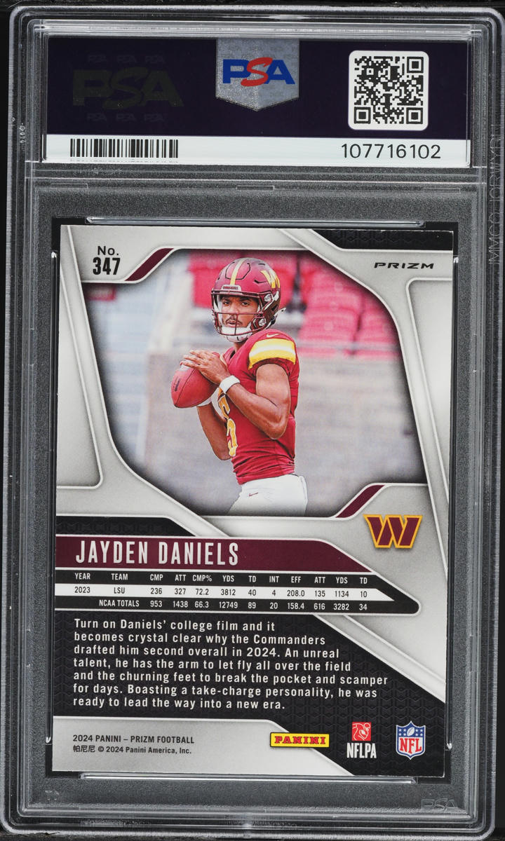 2024 Panini Prizm Disco Jayden Daniels ROOKIE #347 PSA 9 MINT