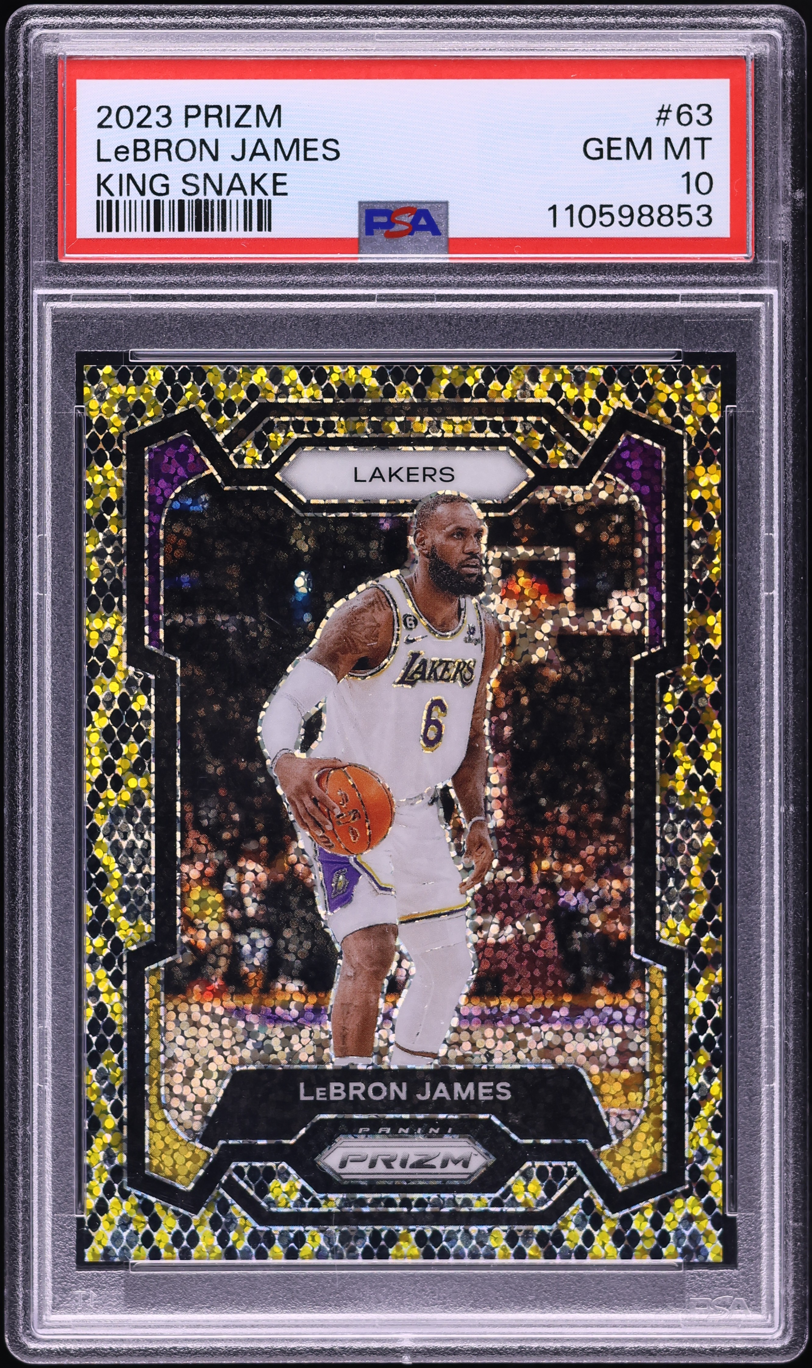 2023 Panini Prizm King Snake LeBron James #63 PSA 10 GEM MINT on
