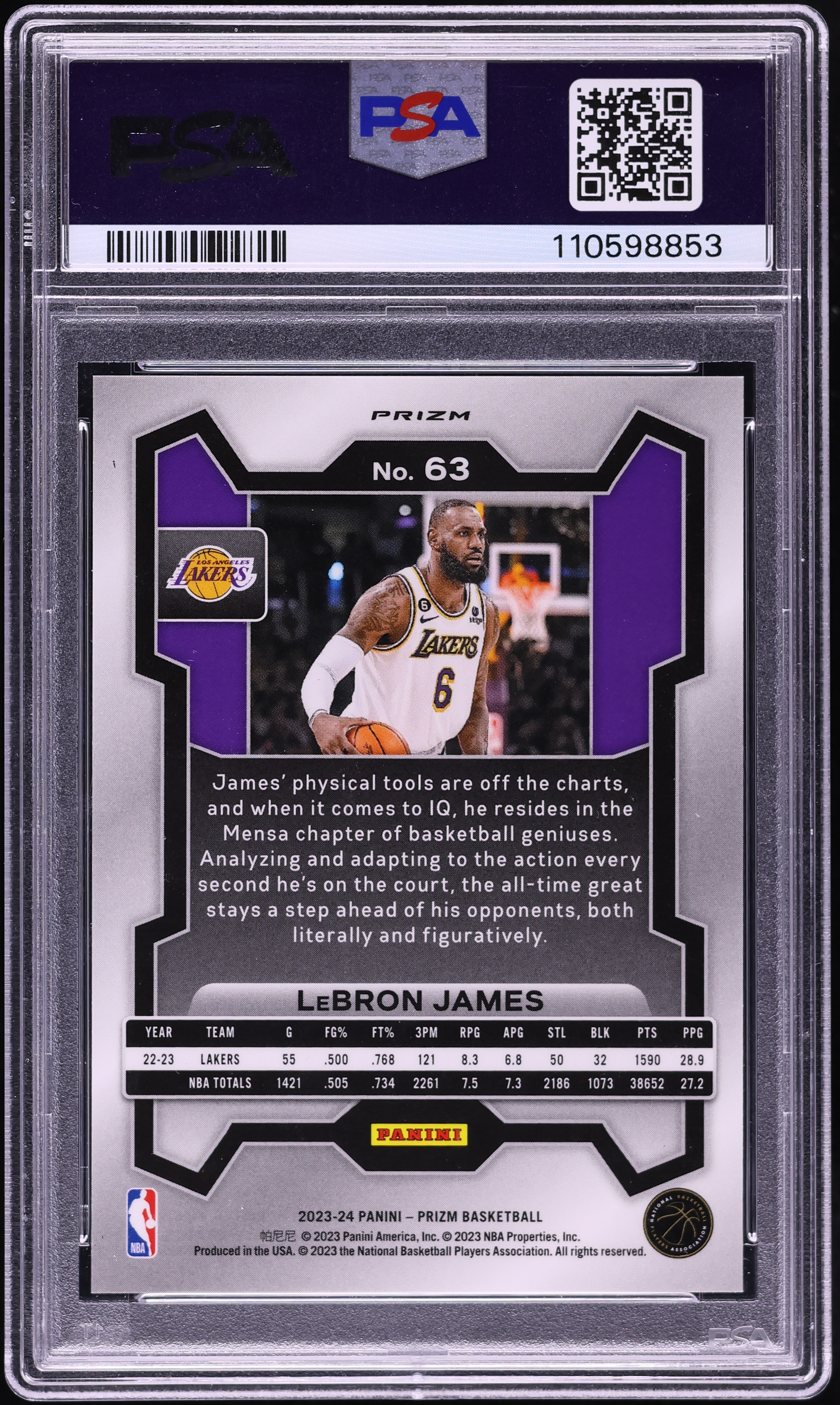2023 Panini Prizm King Snake LeBron James #63 PSA 10 GEM MINT on