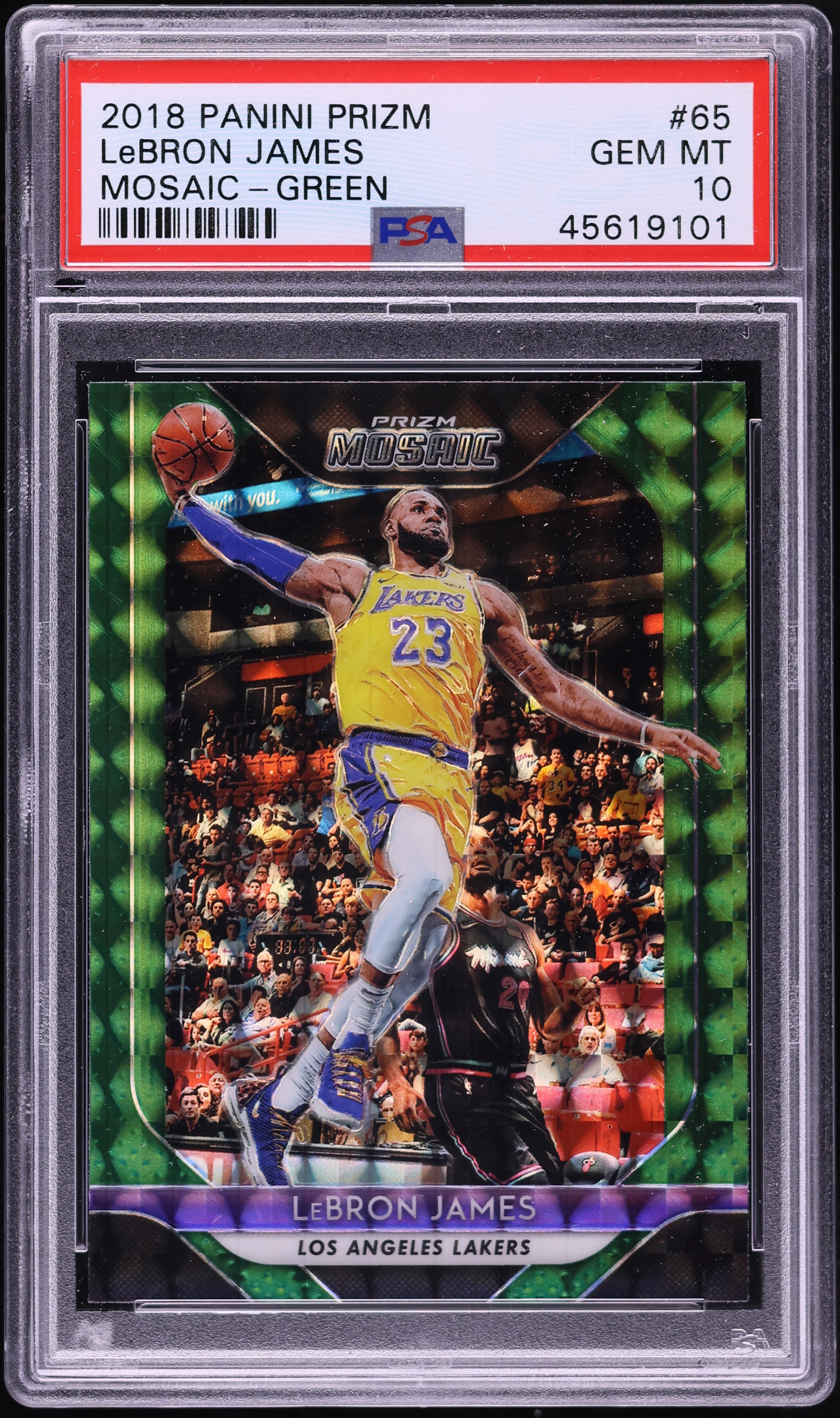 2018 Panini Prizm Mosaic Green LeBron James #65 PSA 10 GEM MINT on
