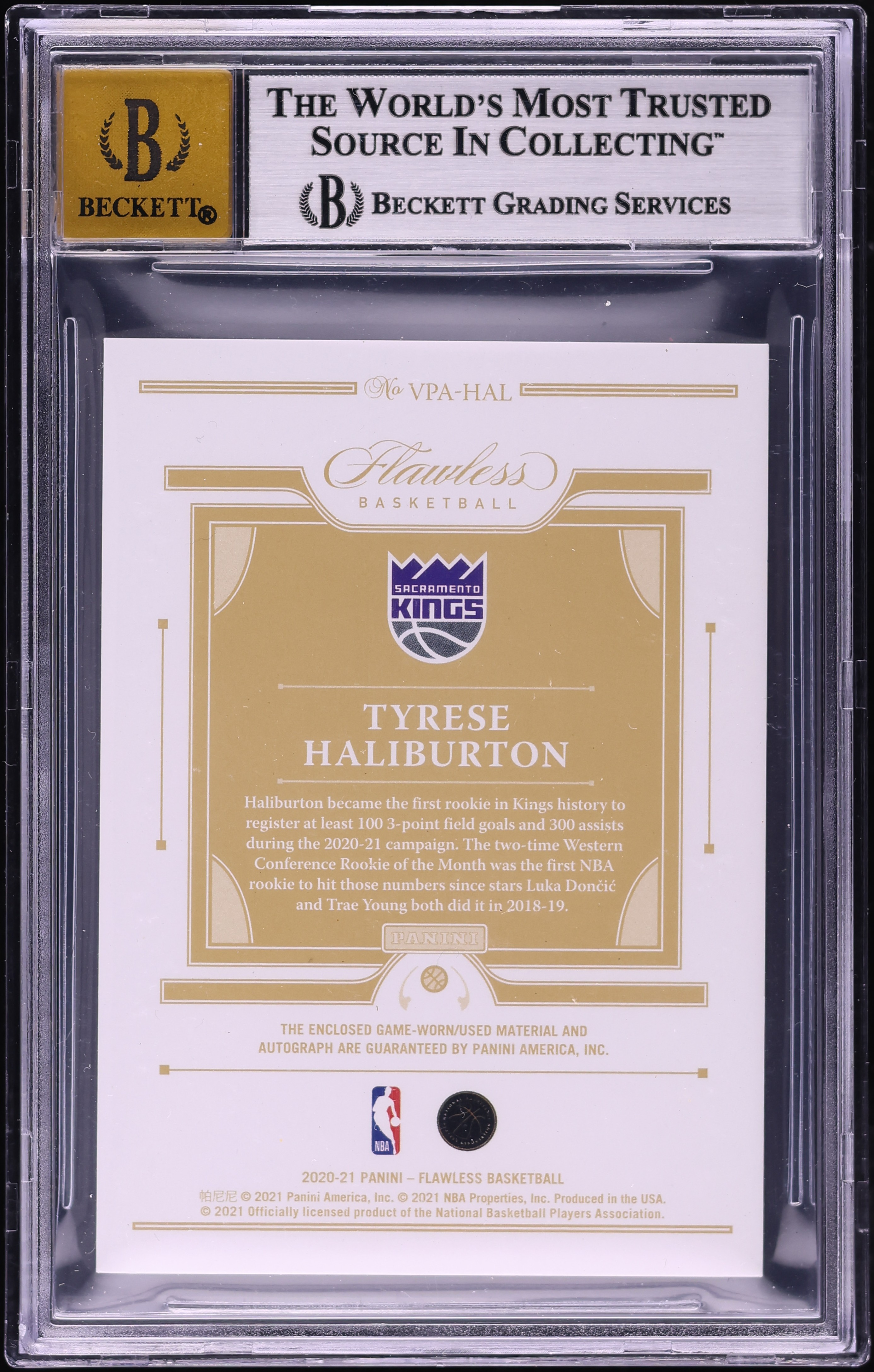 2020 Panini Flawless Vertical Tyrese Haliburton ROOKIE PATCH AUTO 