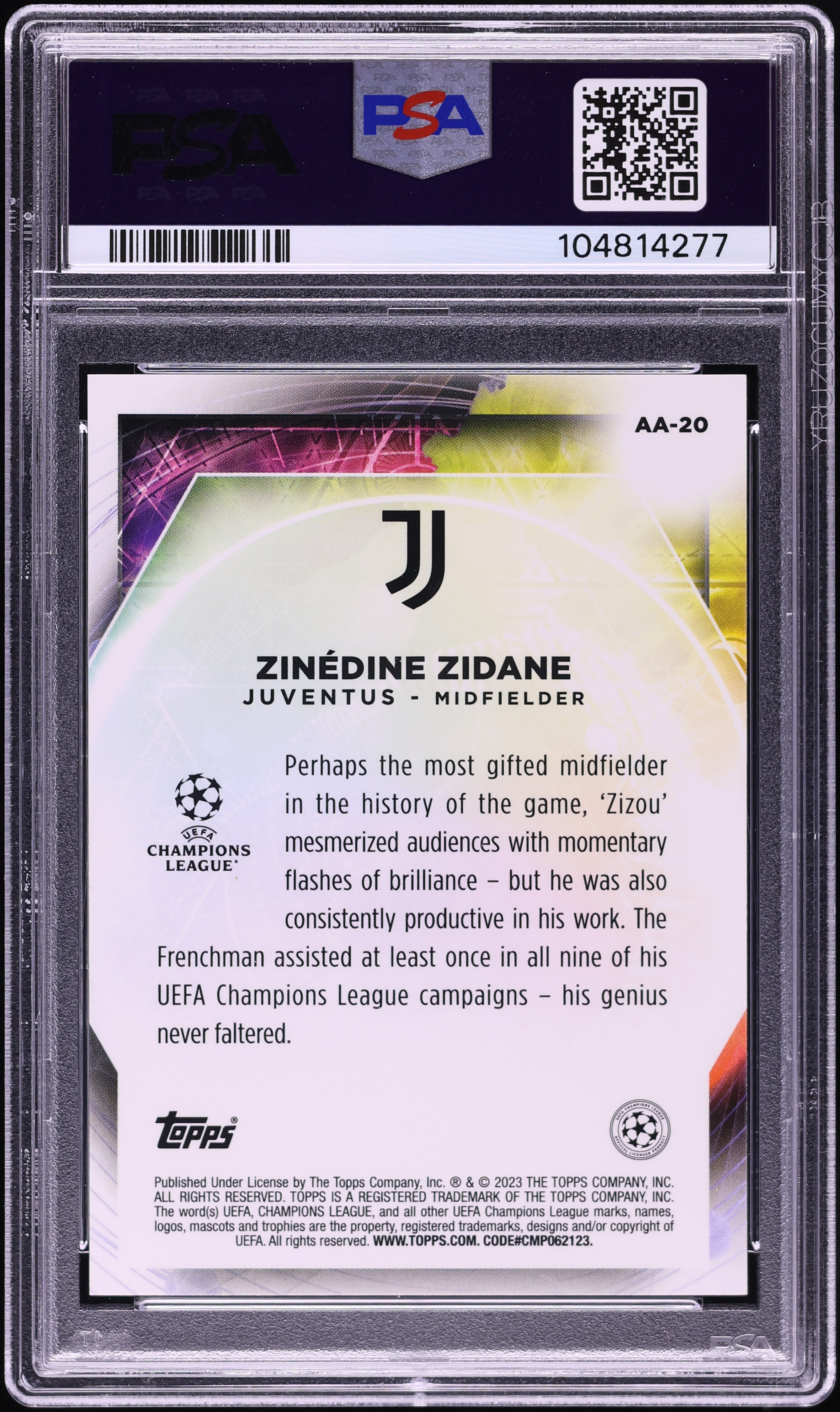 Topps Chrome ZIDANE PSA10 ジダン 直筆サイン AUTO Zinedine Zidane 2022 Topps Chrome UEFA Club Competitions #CA-ZZ