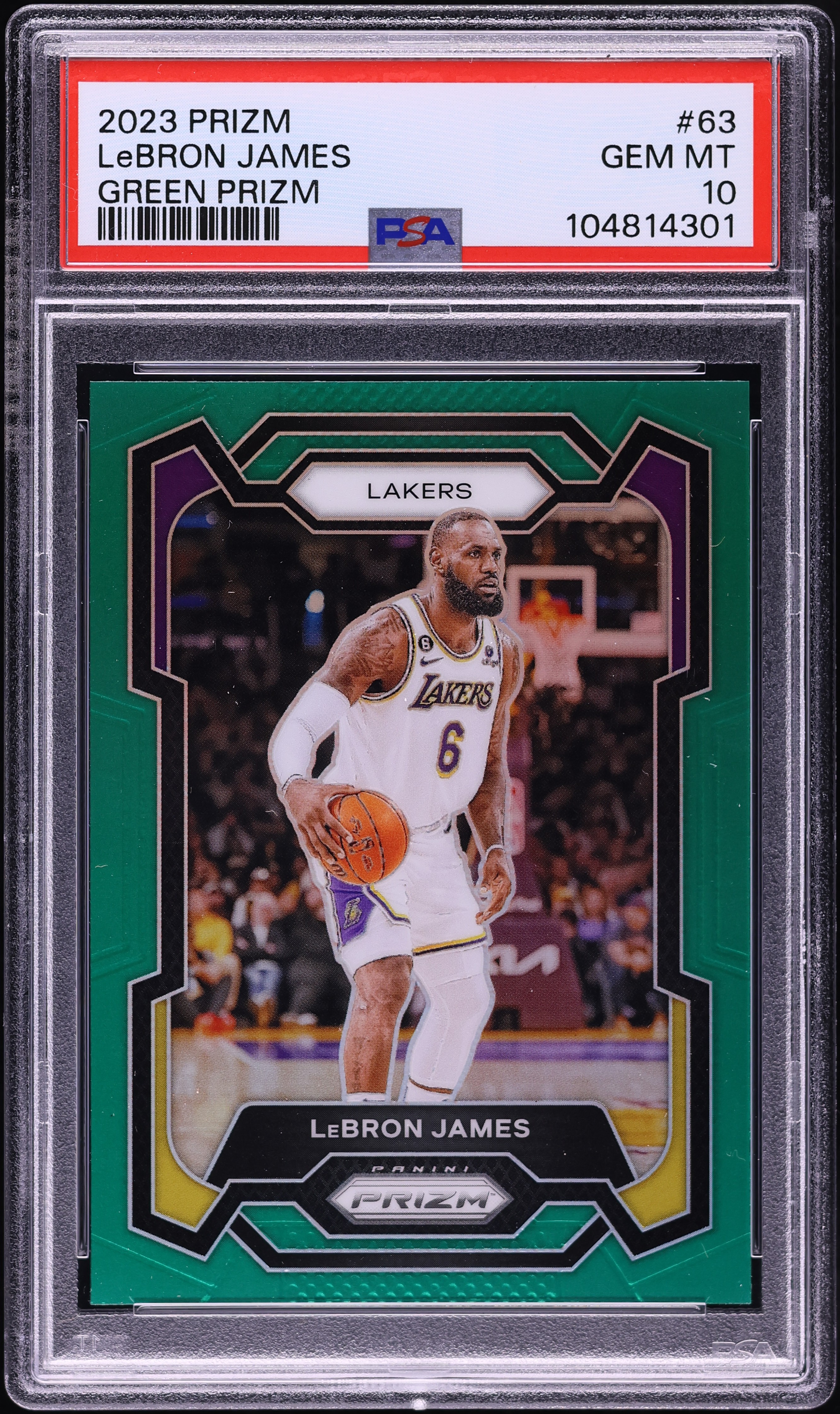 2023 Panini Prizm Green LeBron James #63 PSA 10 GEM MINT on
