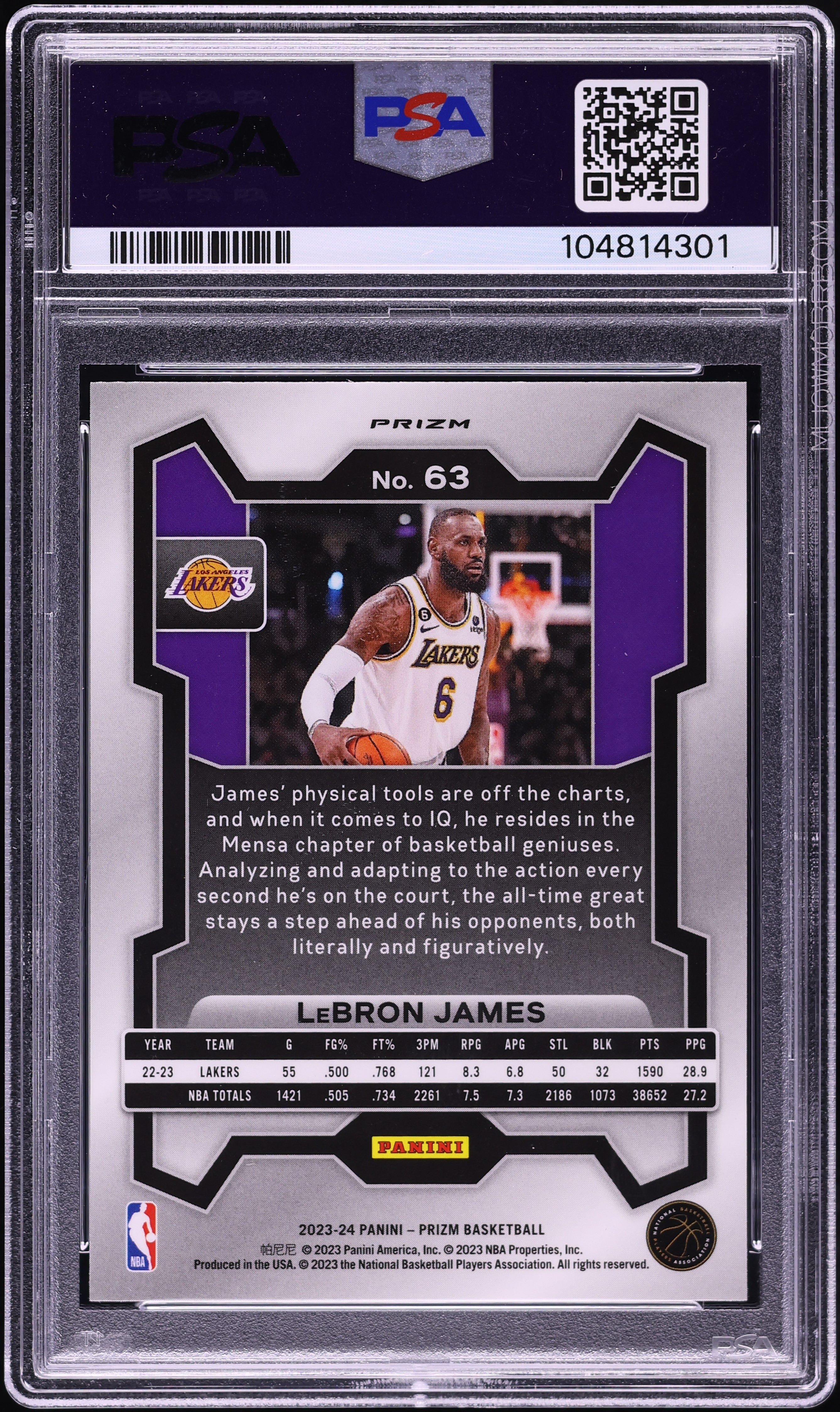 2023 Panini Prizm Green LeBron James #63 PSA 10 GEM MINT on