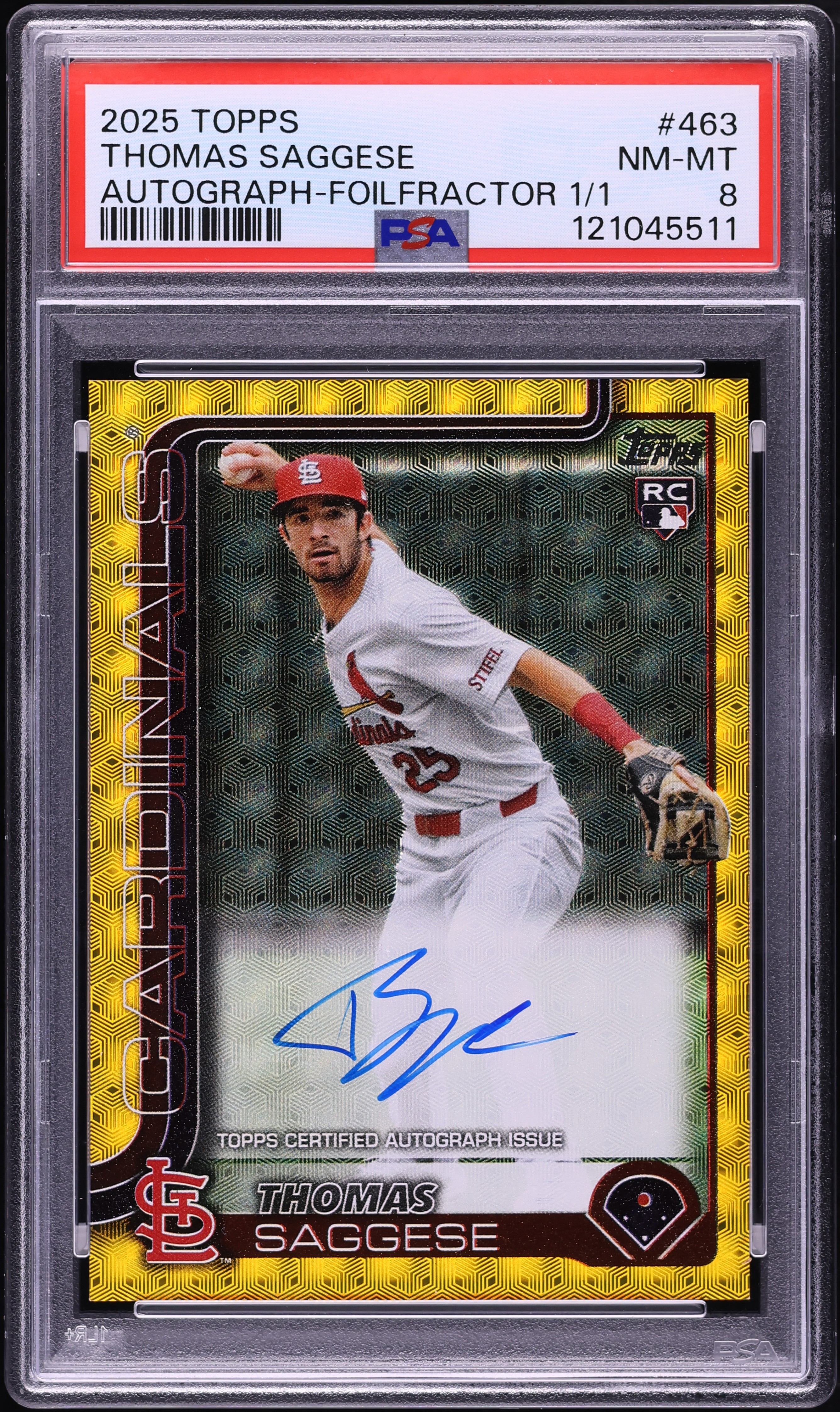2025 Topps Foilfractor Thomas Saggese ROOKIE AUTO 1/1 #463 PSA 8 