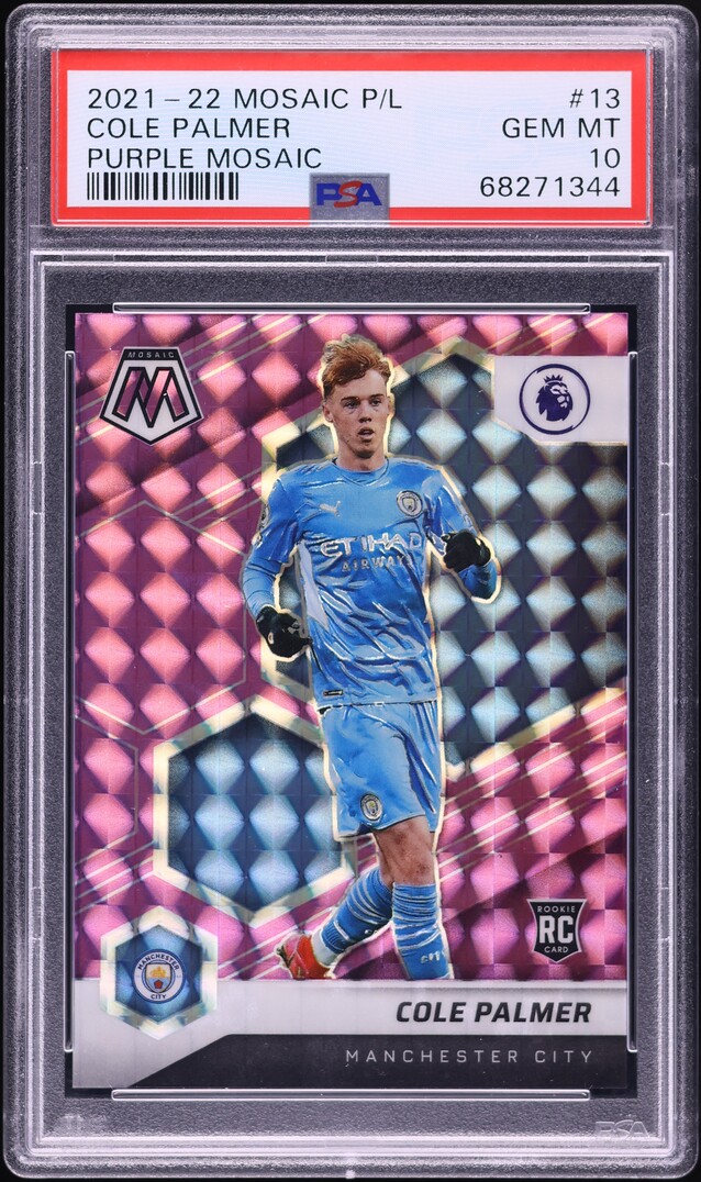 2021 Panini Mosaic Premier League Purple Cole Palmer ROOKIE /49 #13 PSA 10 GEM