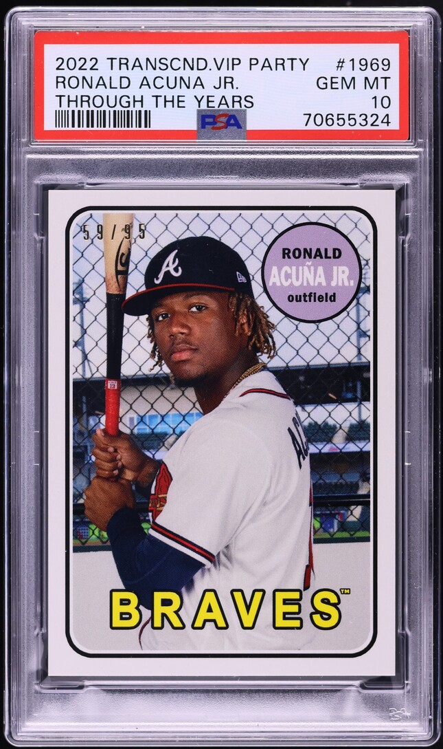 2022 Topps Transcendent VIP Through The Years Ronald Acuna Jr. /95 #1969 PSA 10