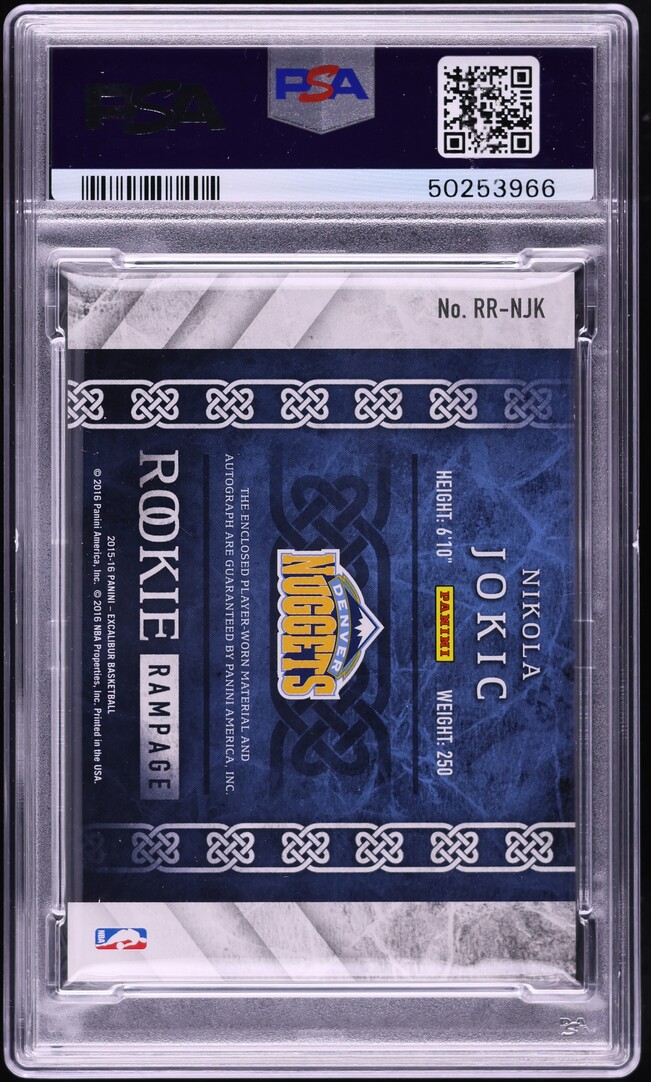 2015 Panini Excalibur Rampage Jumbo Nikola Jokic ROOKIE PATCH AUTO PSA 8 NM-MT