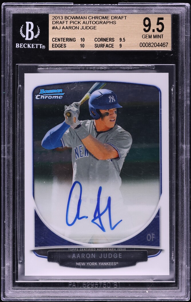 2013 Bowman Chrome Draft Aaron Judge ROOKIE AUTO #BCA-AJ BGS 9.5 GEM MINT