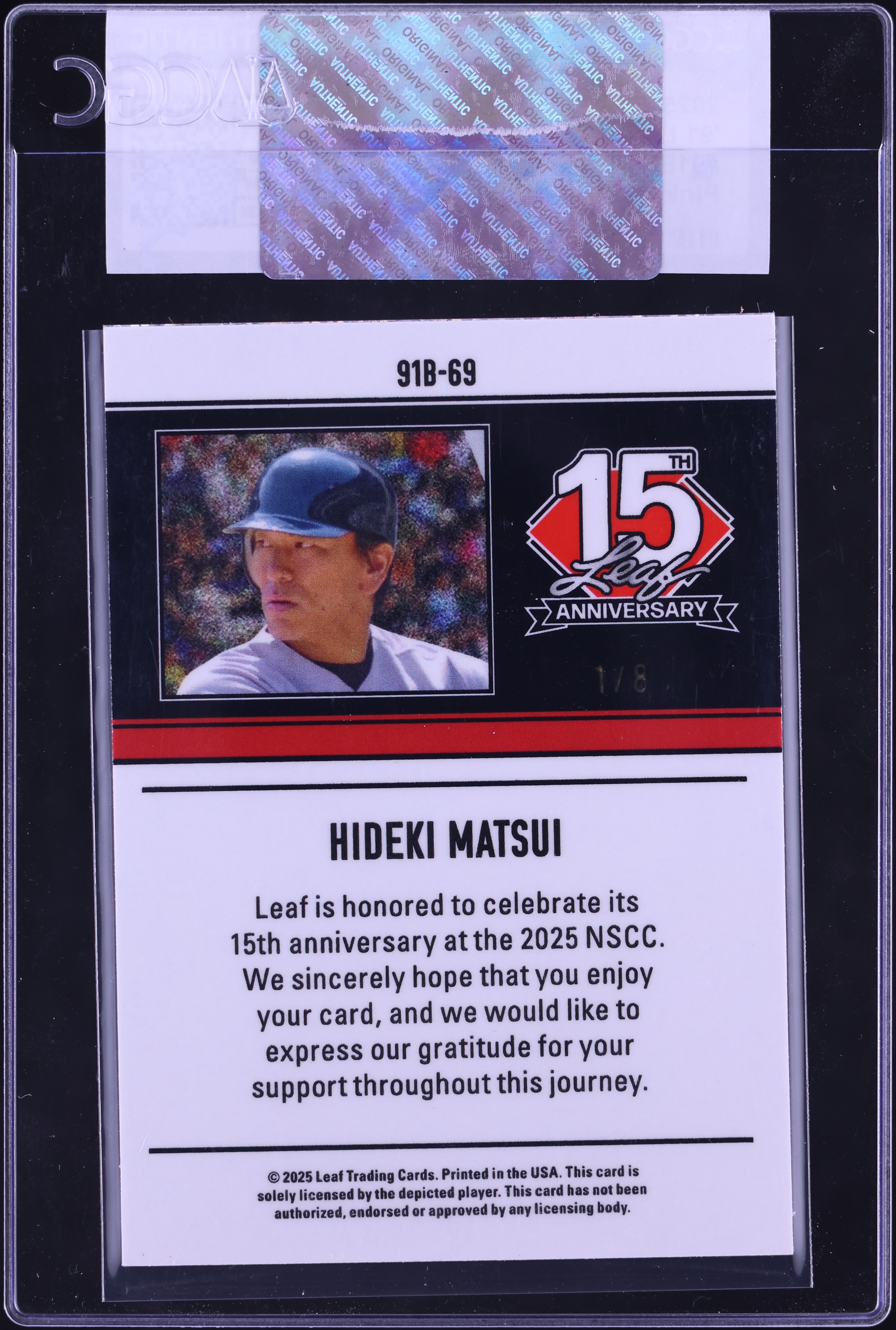 2025 Leaf Metal Sports Hideki Matsui Autograph Card