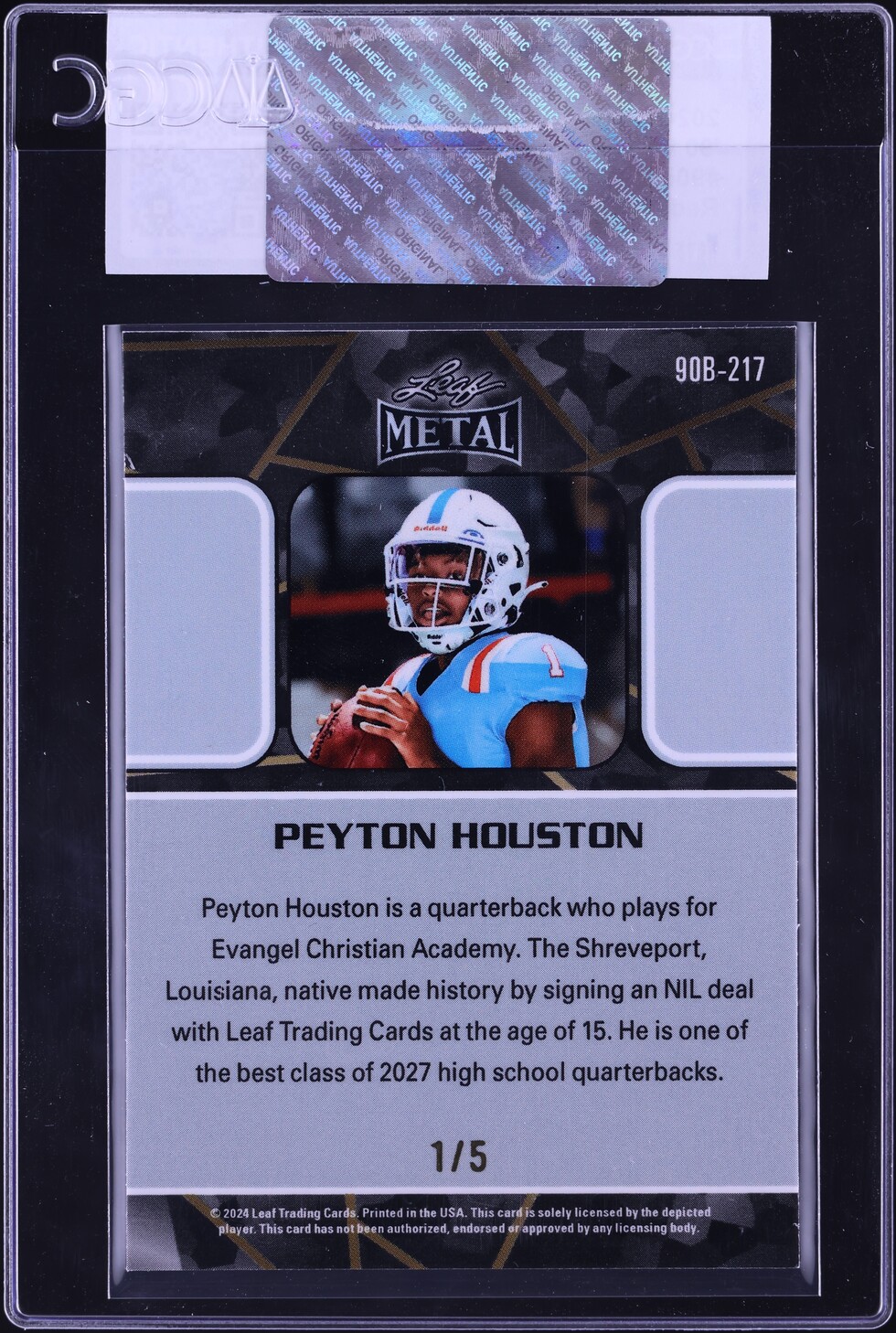 2024 Leaf Collective '90 Red Shimmer Peyton Houston ROOKIE 1/5 #90B-217 CGC AUTH