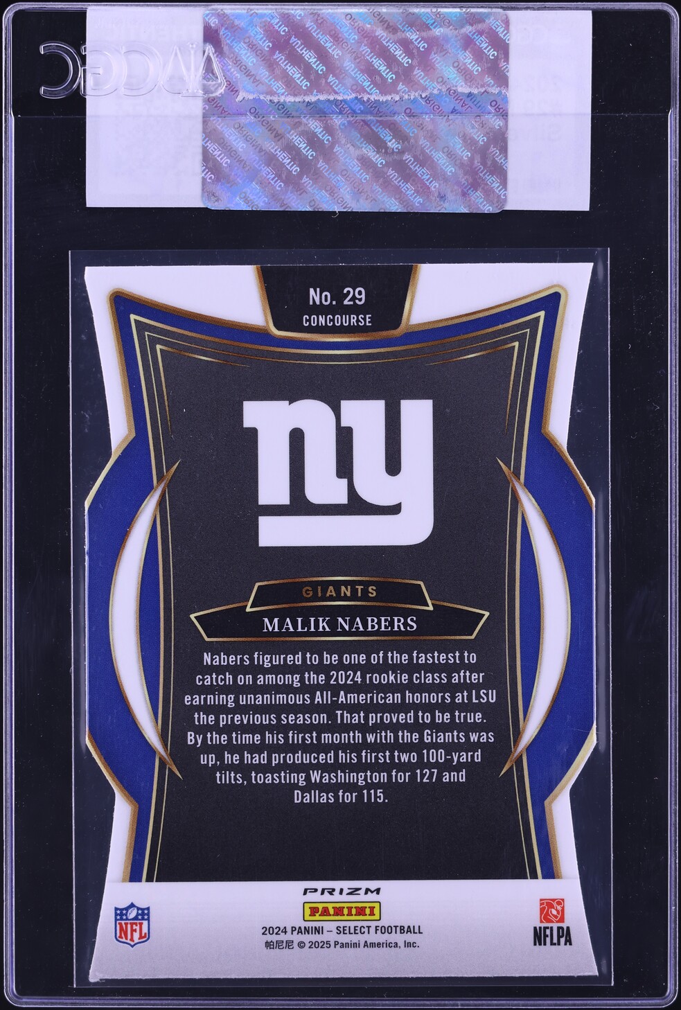 2024 Select Concourse Prizm Silver Die-Cut Malik Nabers ROOKIE #29 CGC AUTH