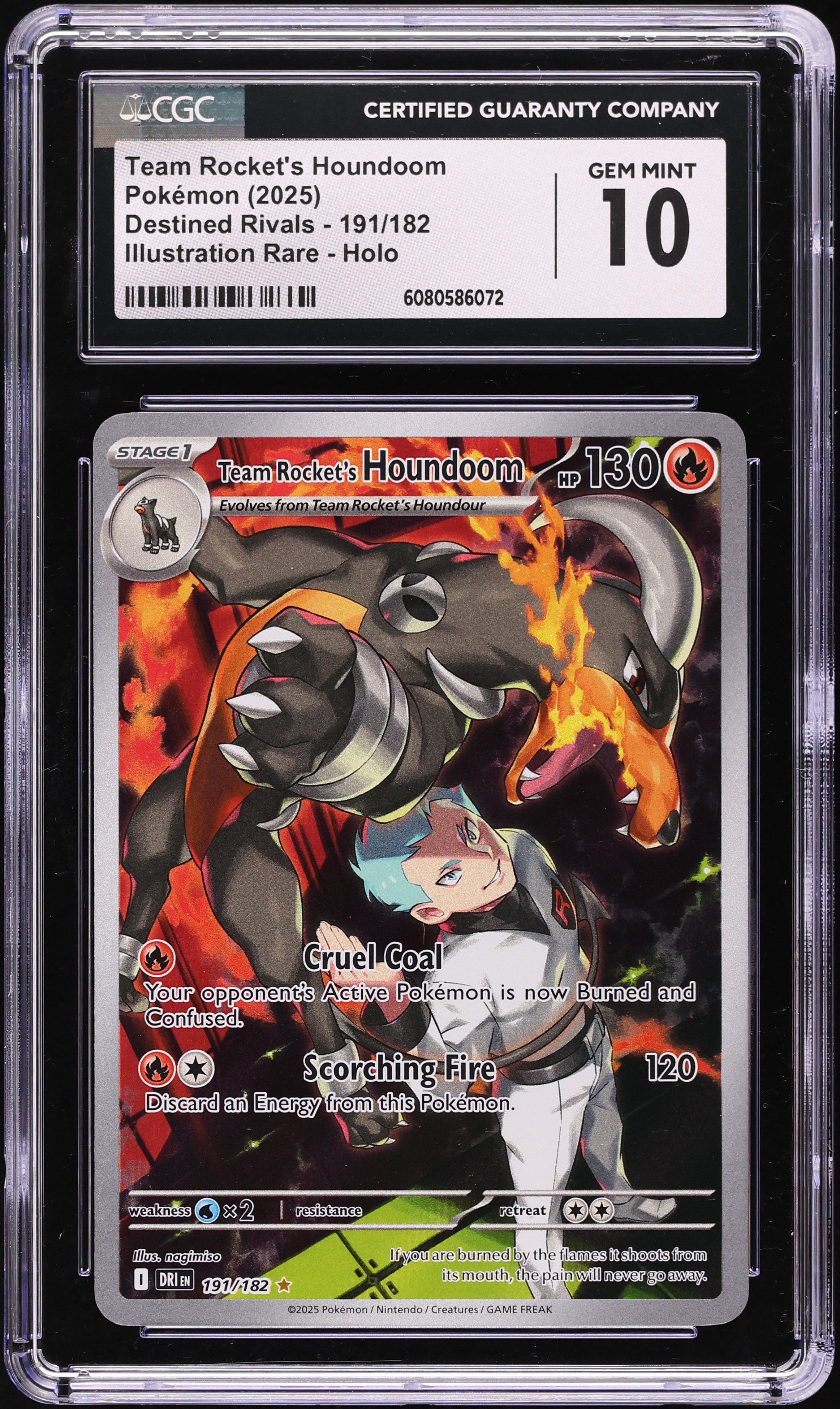 2025 Pokemon SV Destined Rivals IR Team Rocket's Houndoom #191 CGC