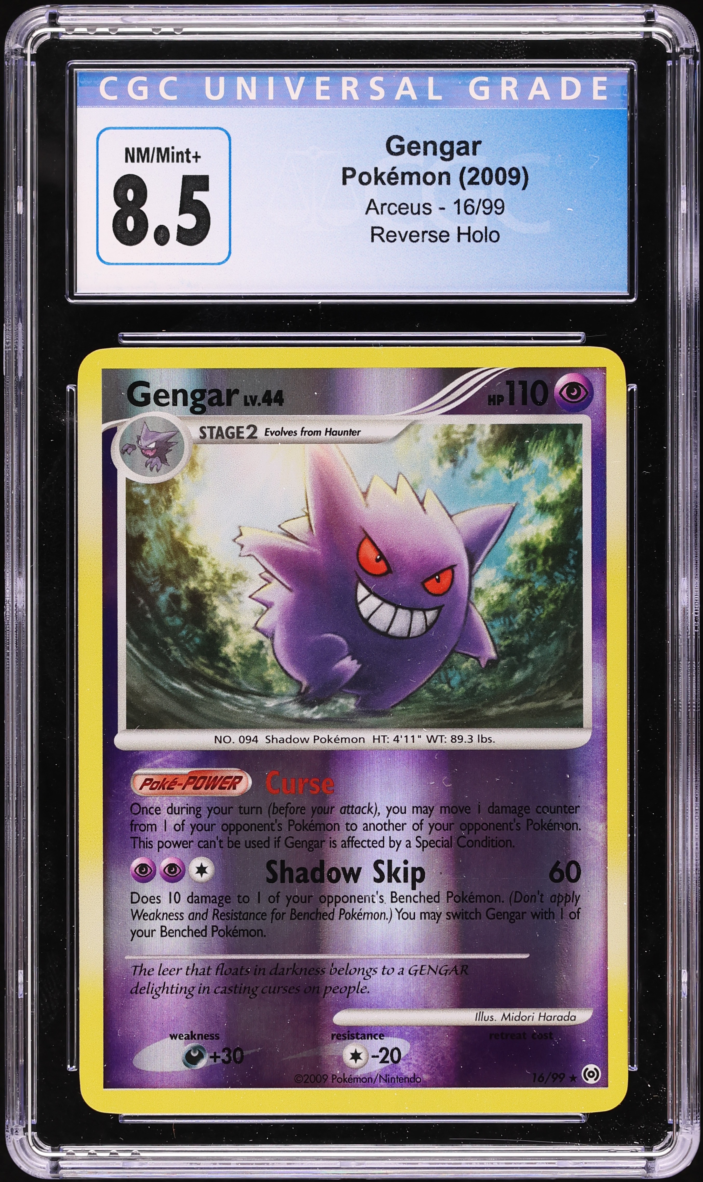 2009 Pokemon Platinum Arceus Reverse Holo Gengar #16 CGC 8.5 NM