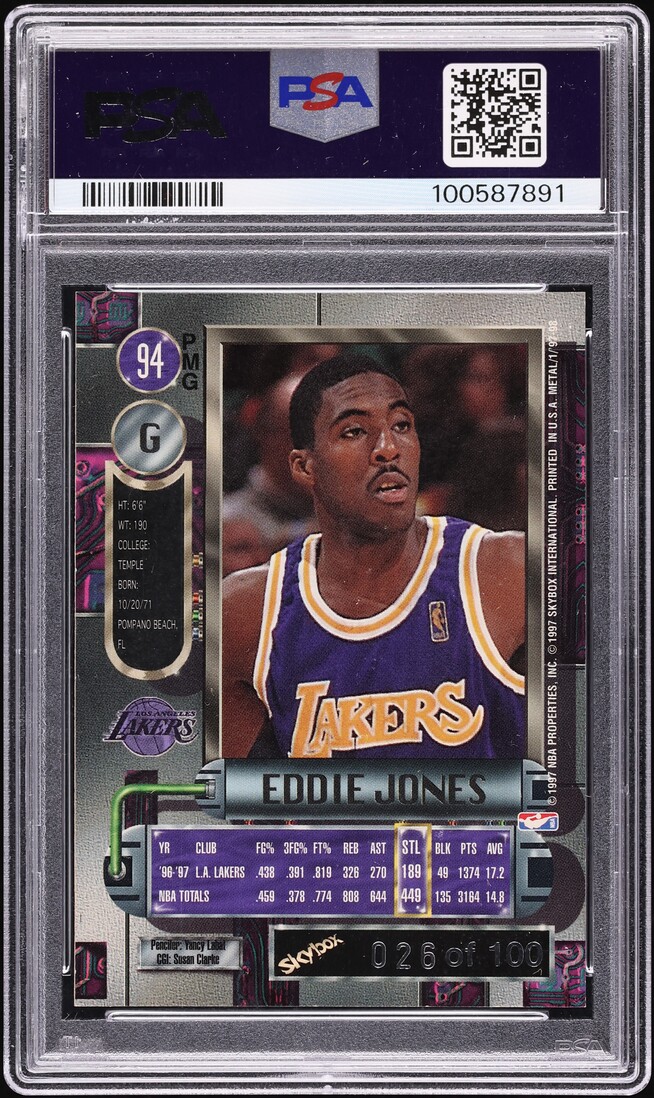 1997 Metal Universe Precious Metal Gems PMG Red Eddie Jones /100 #94 PSA 6 EXMT