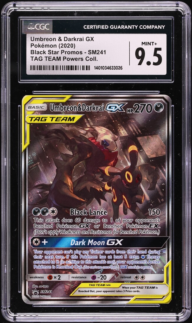 2020 Pokemon SM Promo Tag Team Powers Alt Art Umbreon & Darkrai GX CGC 9.5 MINT+